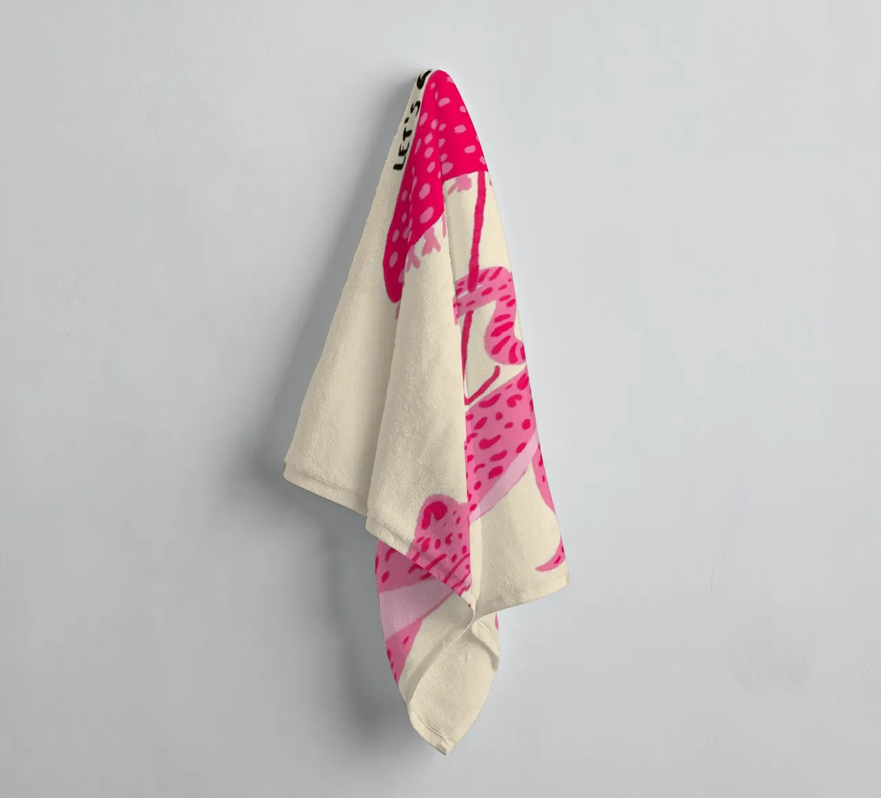 Pink Leopard with Umbrella 'Let's Go Party' Art towel by vintagepod