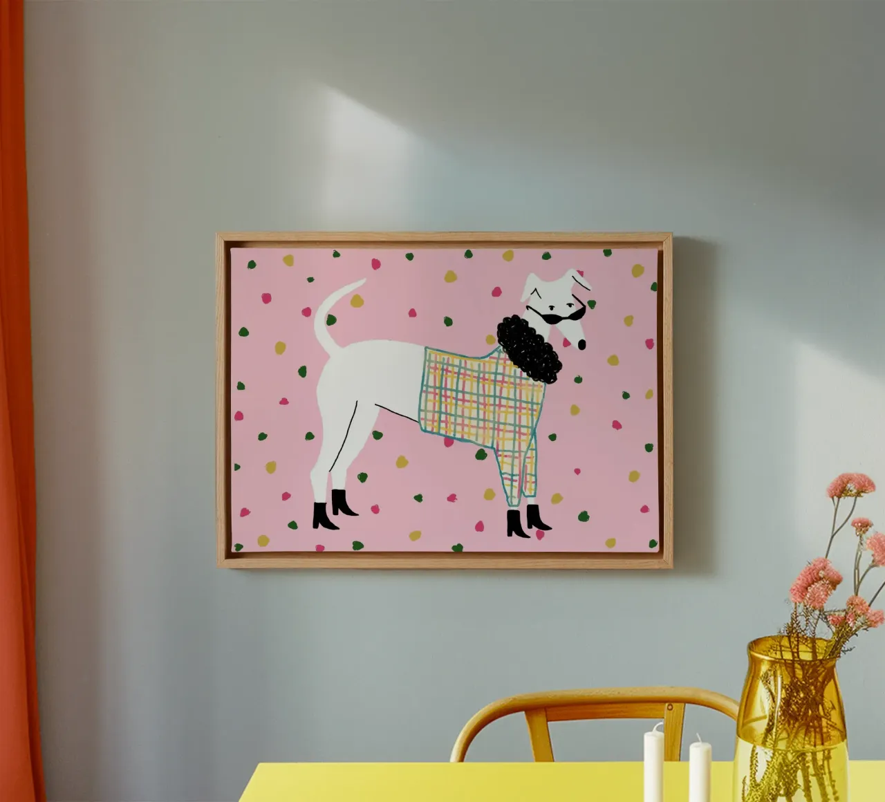 Moda Greyhound Plaid Sweater Dog Art tela con Cornice a cassetta da vintagepod