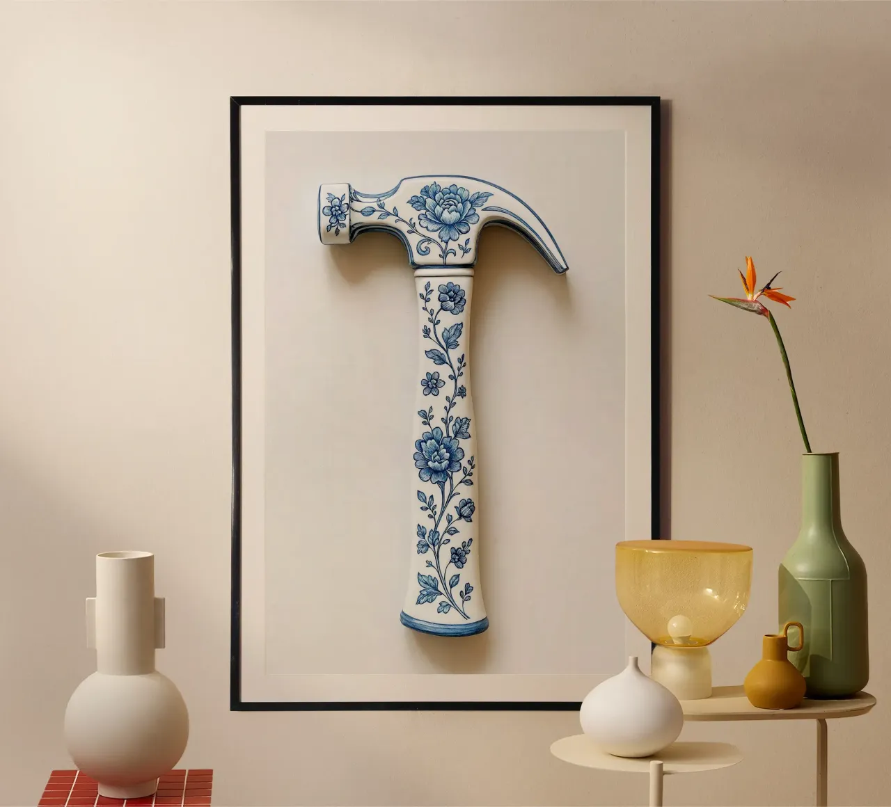 Delft porcelain hammer - art poster with design irritation poster by KUNSTstück