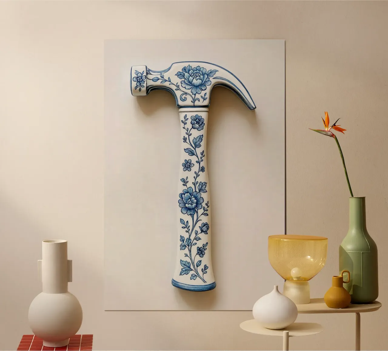 Delft porcelain hammer - art poster with design irritation poster by KUNSTstück