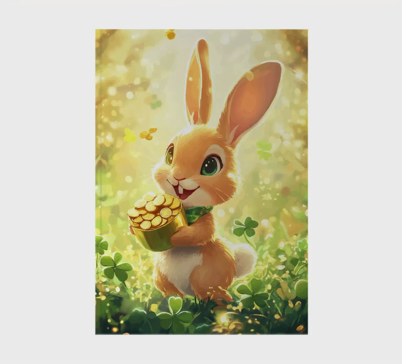 Lucky rabbit with gold and clover notebook by pixelbull - medieval art and more