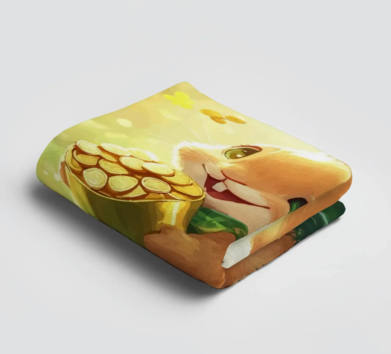 Lucky rabbit with gold and clover towel by pixelbull - medieval art and more