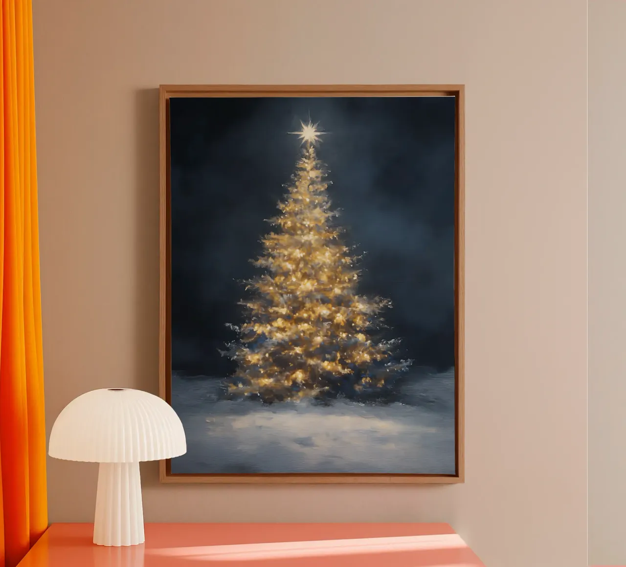 Albero di Natale d'oro | Albero di Natale d'arte tela con Cornice a cassetta da Studio Vibe