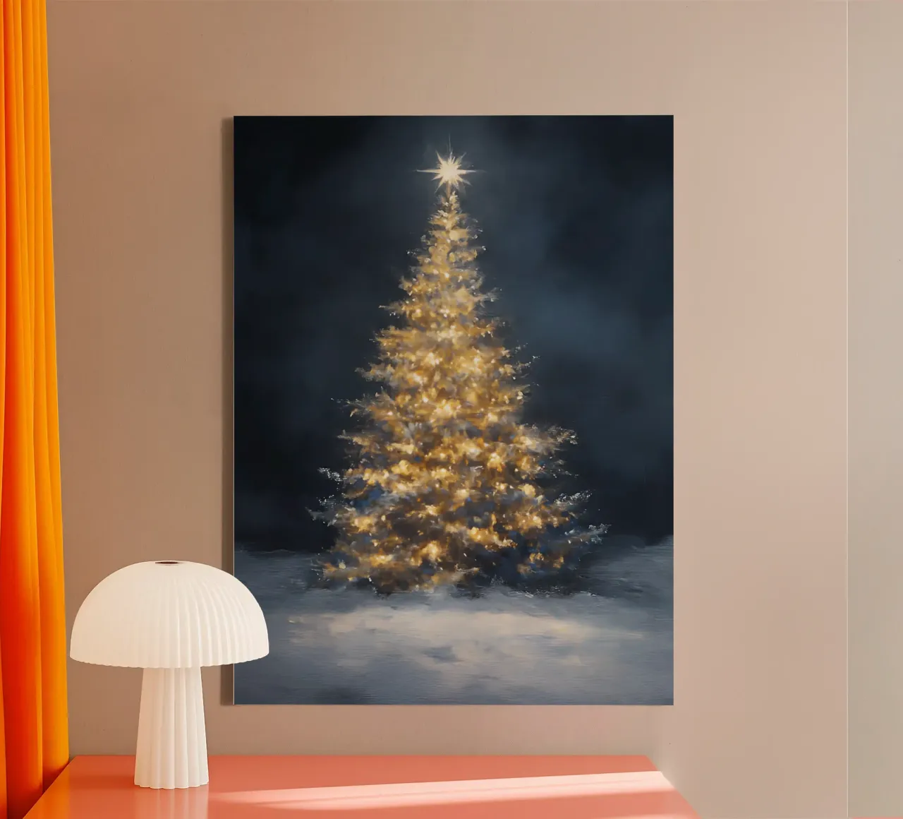 Albero di Natale d'oro | Albero di Natale d'arte tela con Cornice a cassetta da Studio Vibe