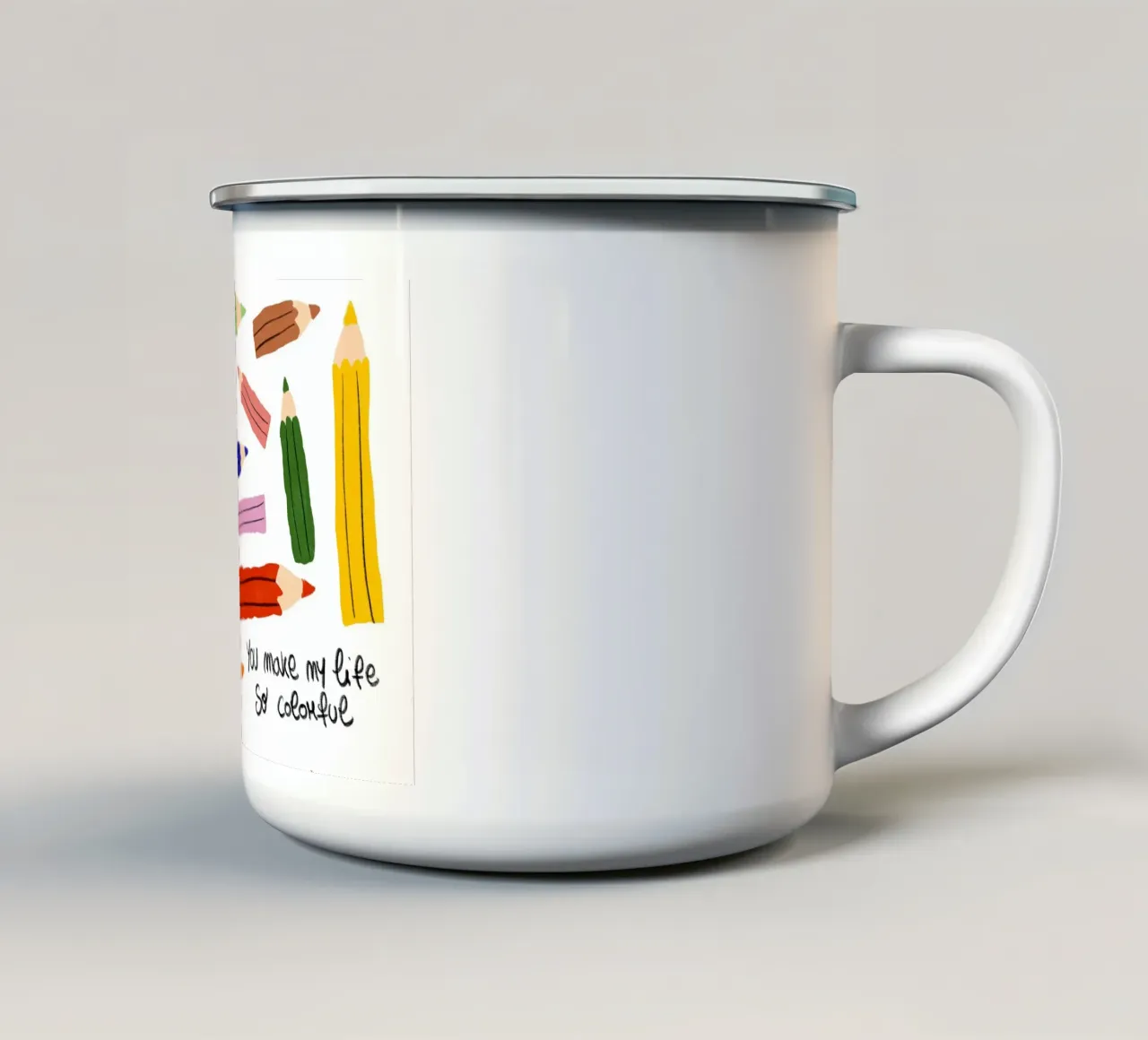 Poster "Tu rendi la mia vita così colorata tazza in smalto da vintagepod