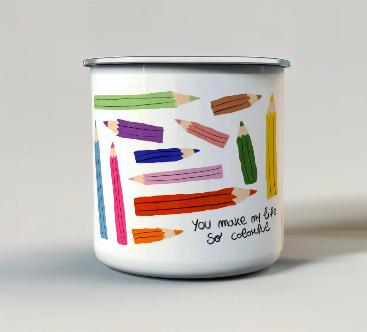 Poster "Tu rendi la mia vita così colorata tazza in smalto da vintagepod