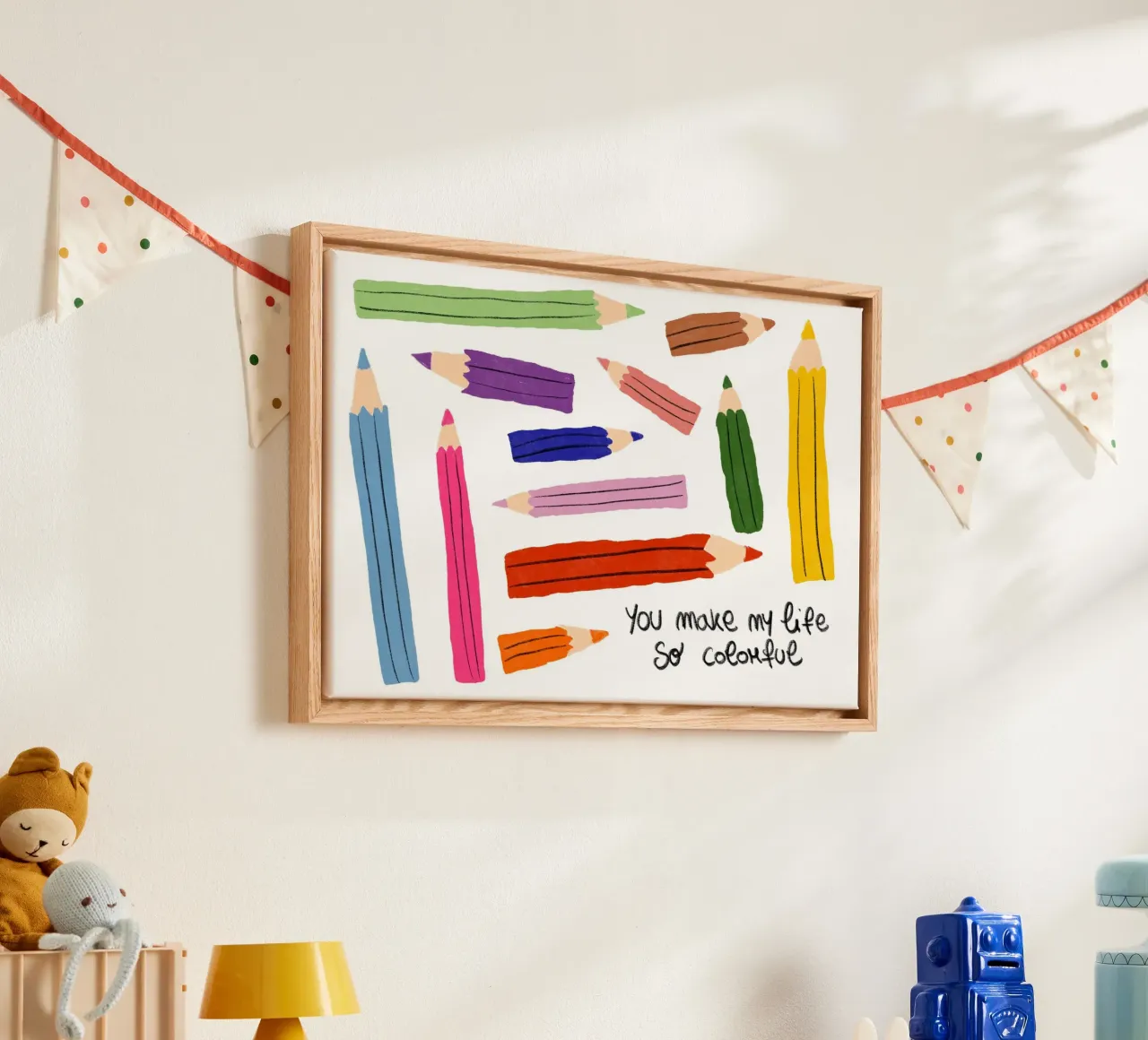 Poster "Tu rendi la mia vita così colorata tela con Cornice a cassetta da vintagepod