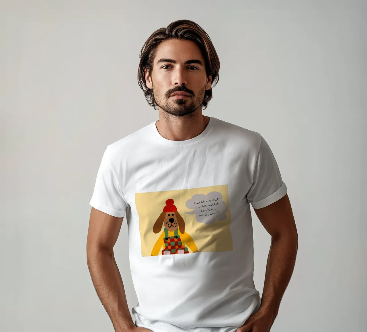 Poster del cane in salopette "Drip's on Point t-shirt da vintagepod