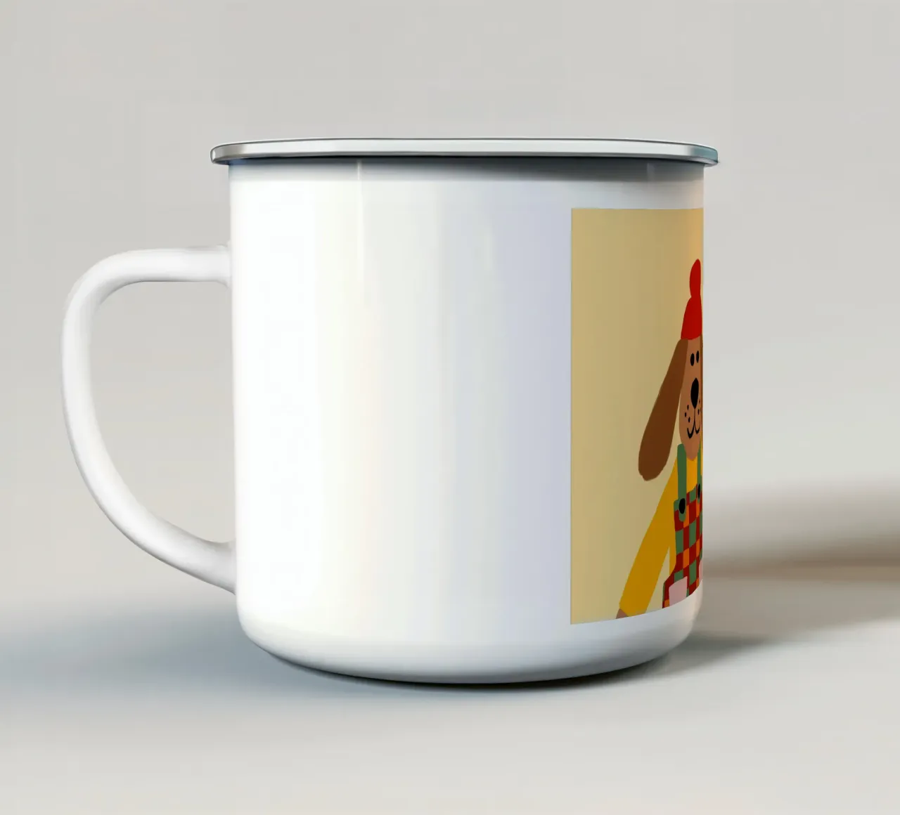 Poster del cane in salopette "Drip's on Point tazza in smalto da vintagepod