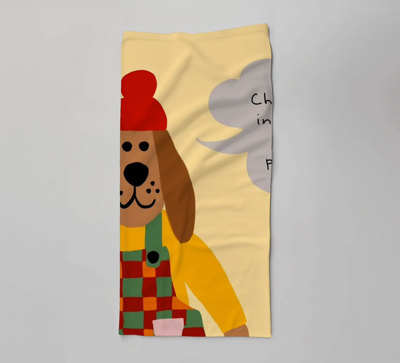 Poster del cane in salopette "Drip's on Point asciugamano da bagno da vintagepod