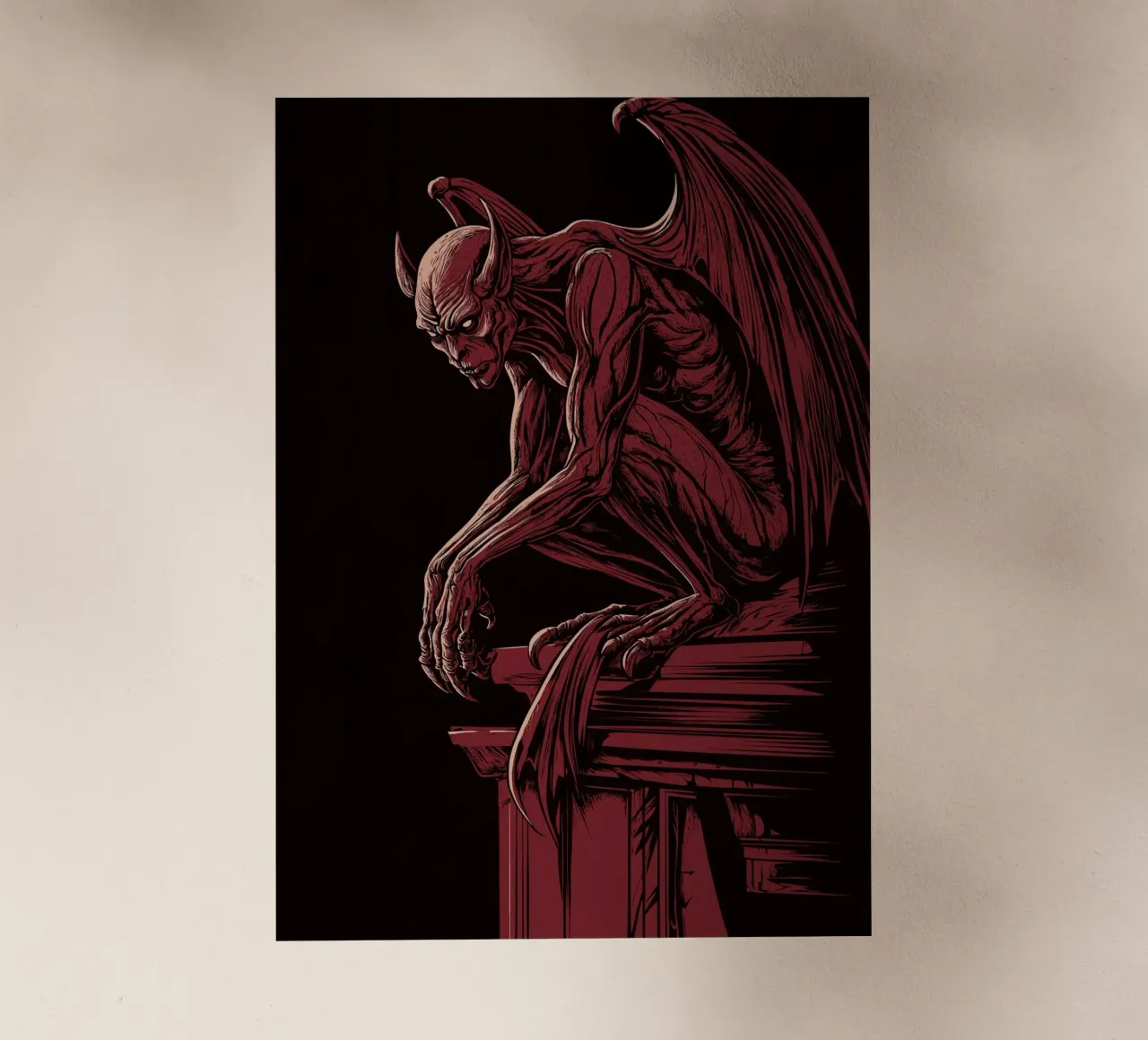 Gargoyle su una colonna gotica pellicola backlit da pixelbull - medieval art and more