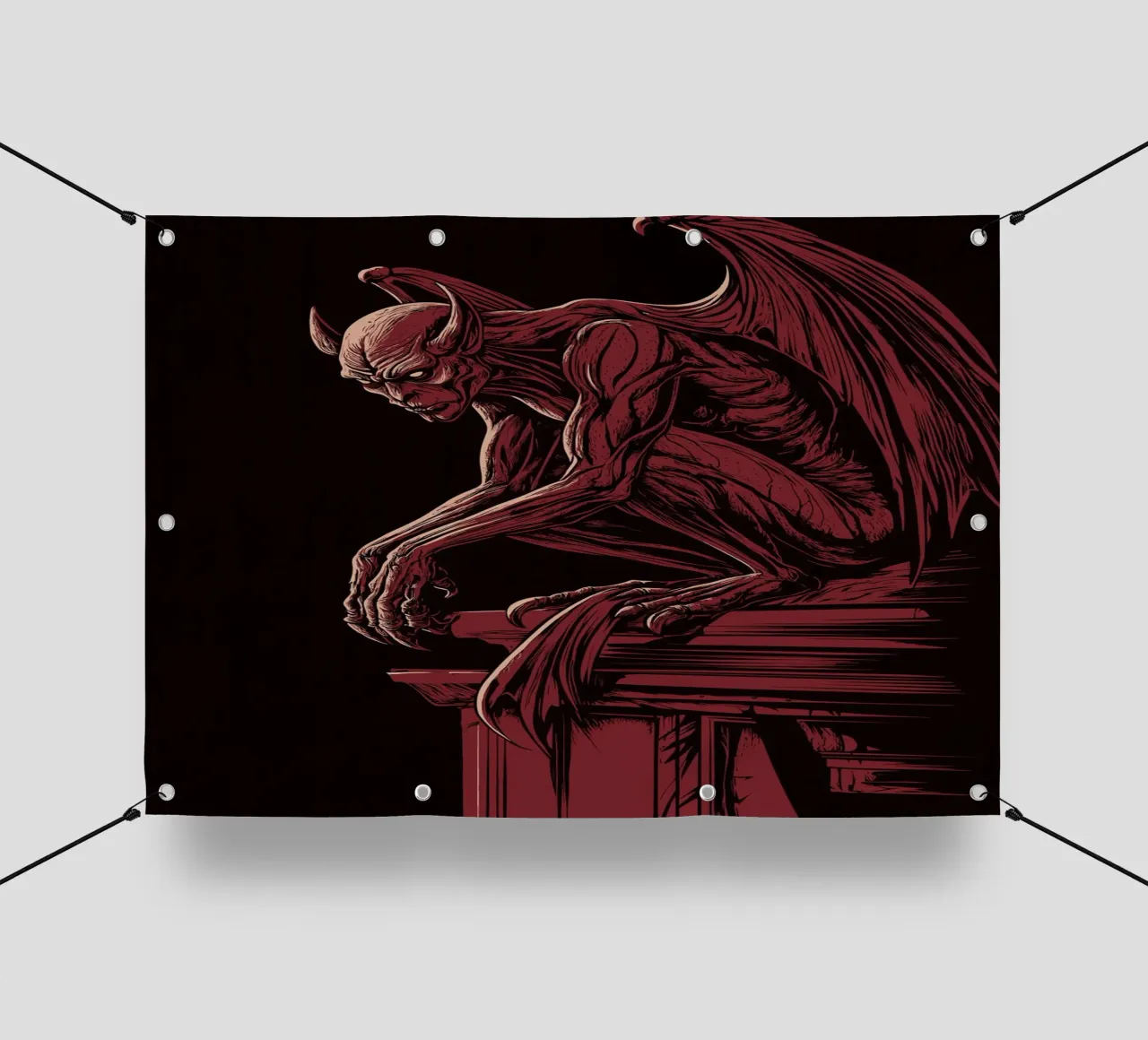 Gargoyle su una colonna gotica telo in pvc da pixelbull - medieval art and more