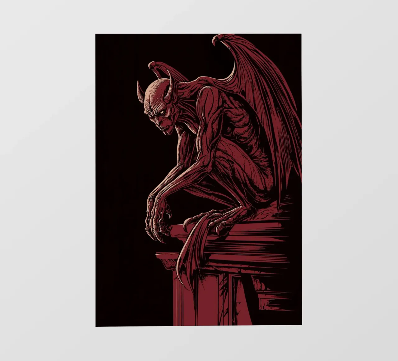 Gargoyle su una colonna gotica telo in pvc da pixelbull - medieval art and more