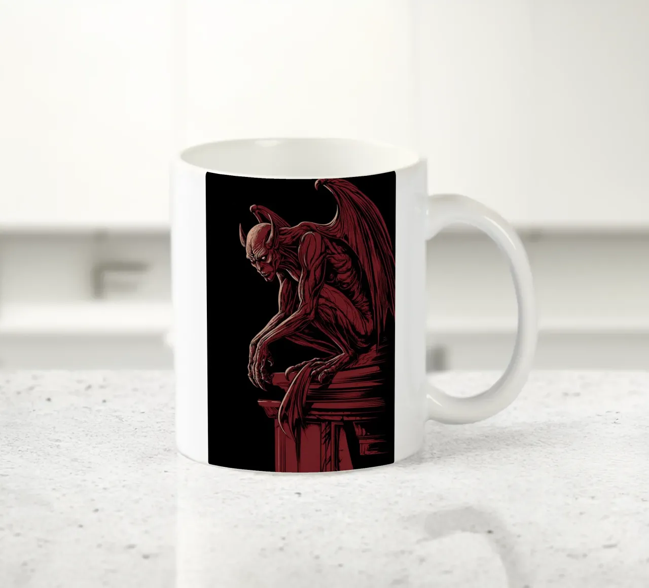 Gargoyle su una colonna gotica tazza in ceramica da pixelbull - medieval art and more