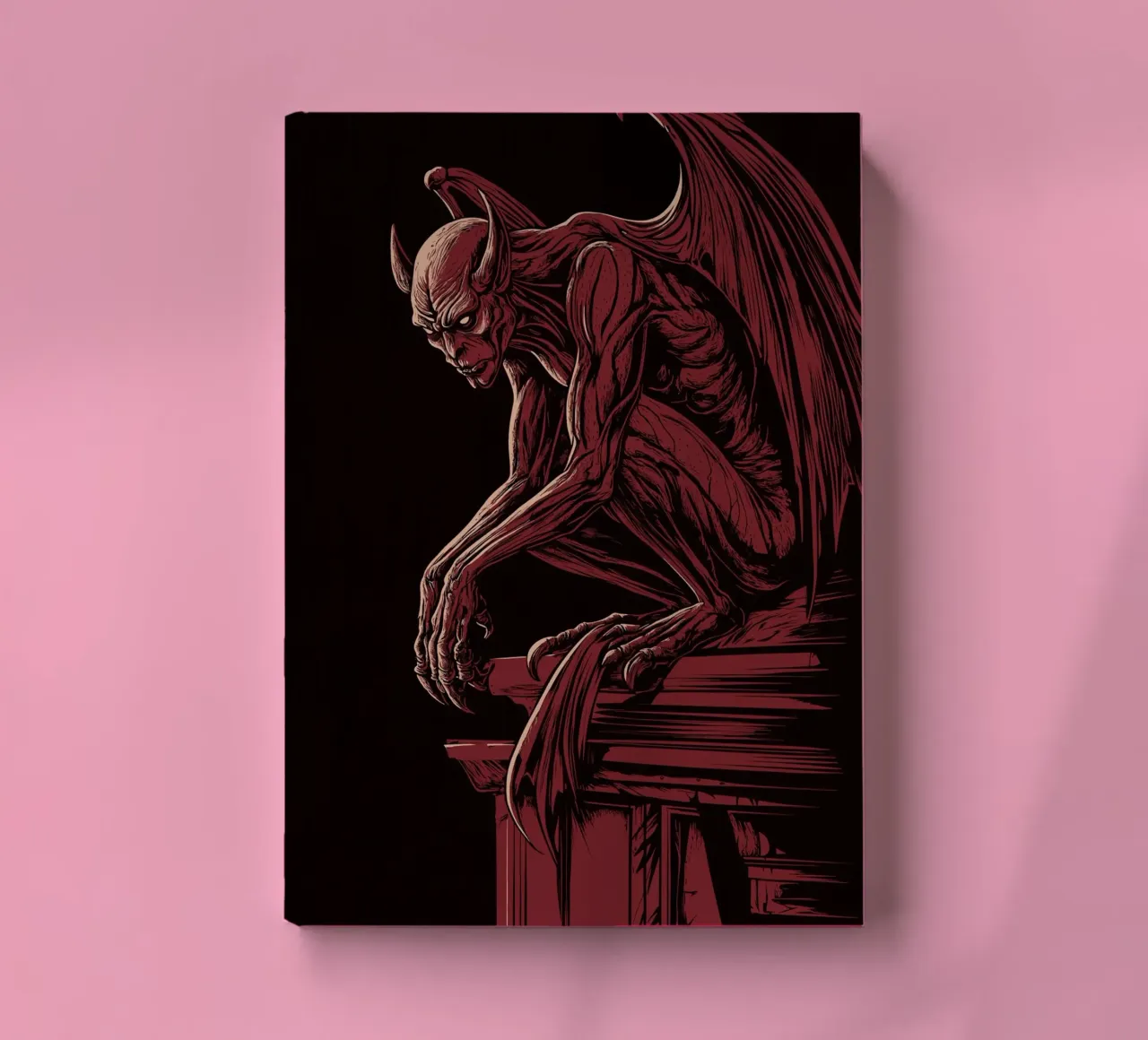 Gargoyle on a Gothic column notebook by pixelbull - medieval art and more
