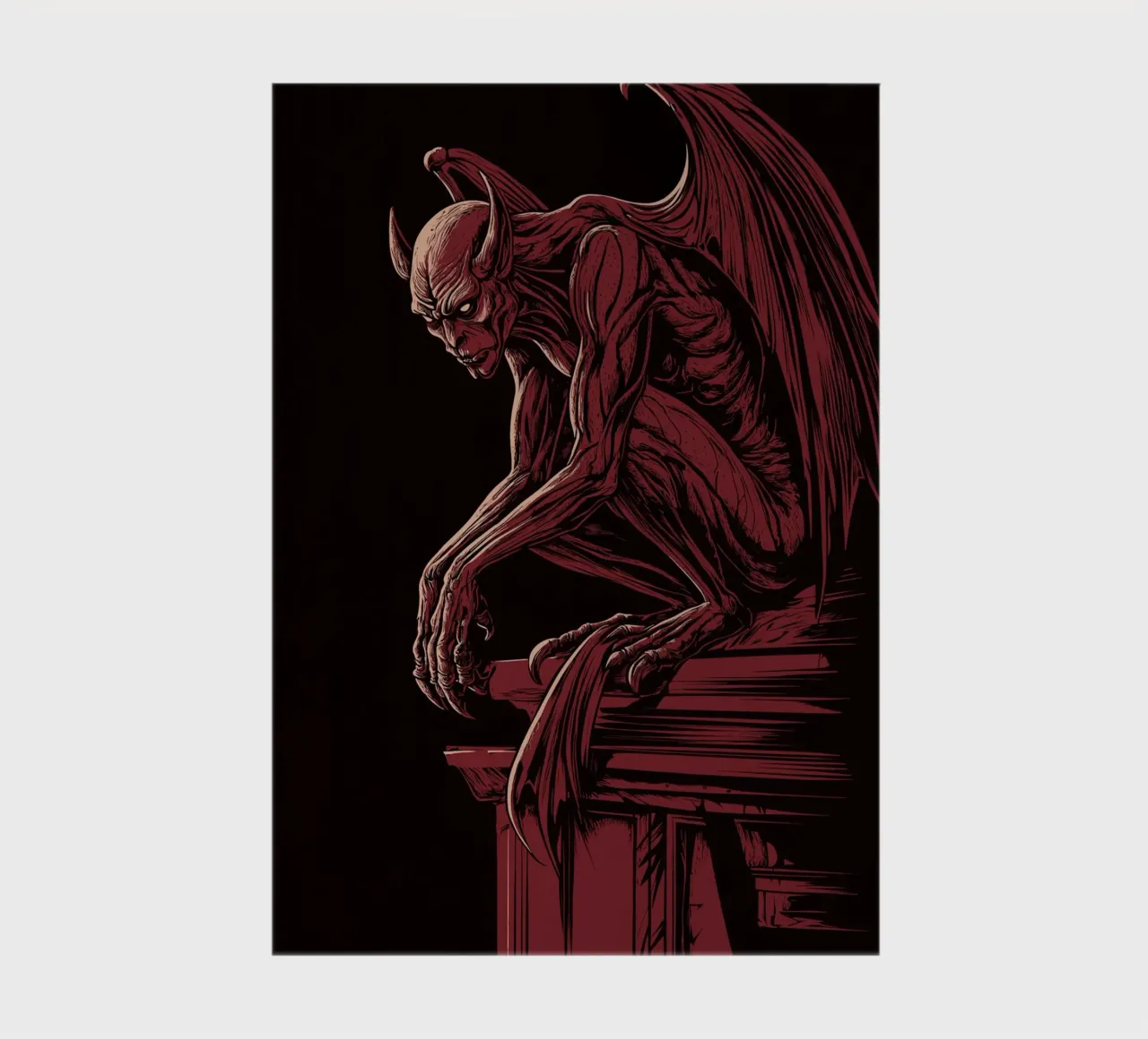 Gargoyle on a Gothic column notebook by pixelbull - medieval art and more
