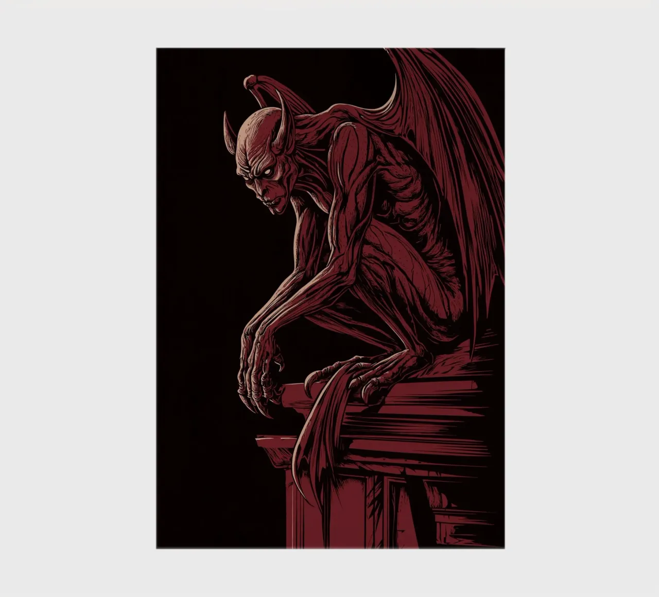 Gargoyle on a Gothic column notebook by pixelbull - medieval art and more