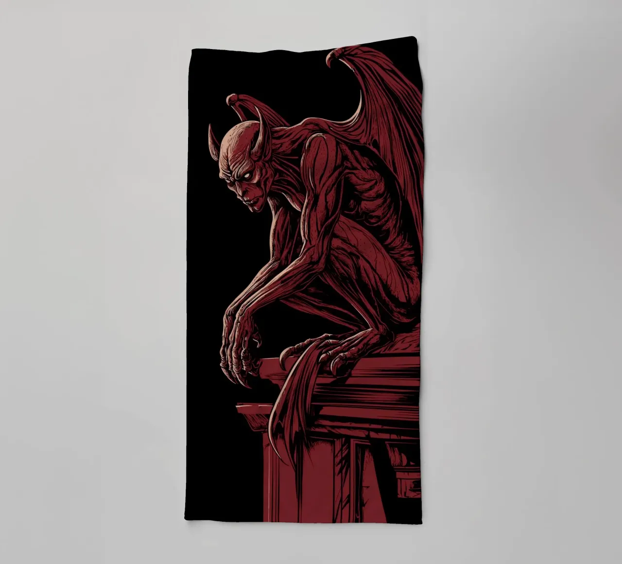 Gargoyle on a Gothic column towel by pixelbull - medieval art and more