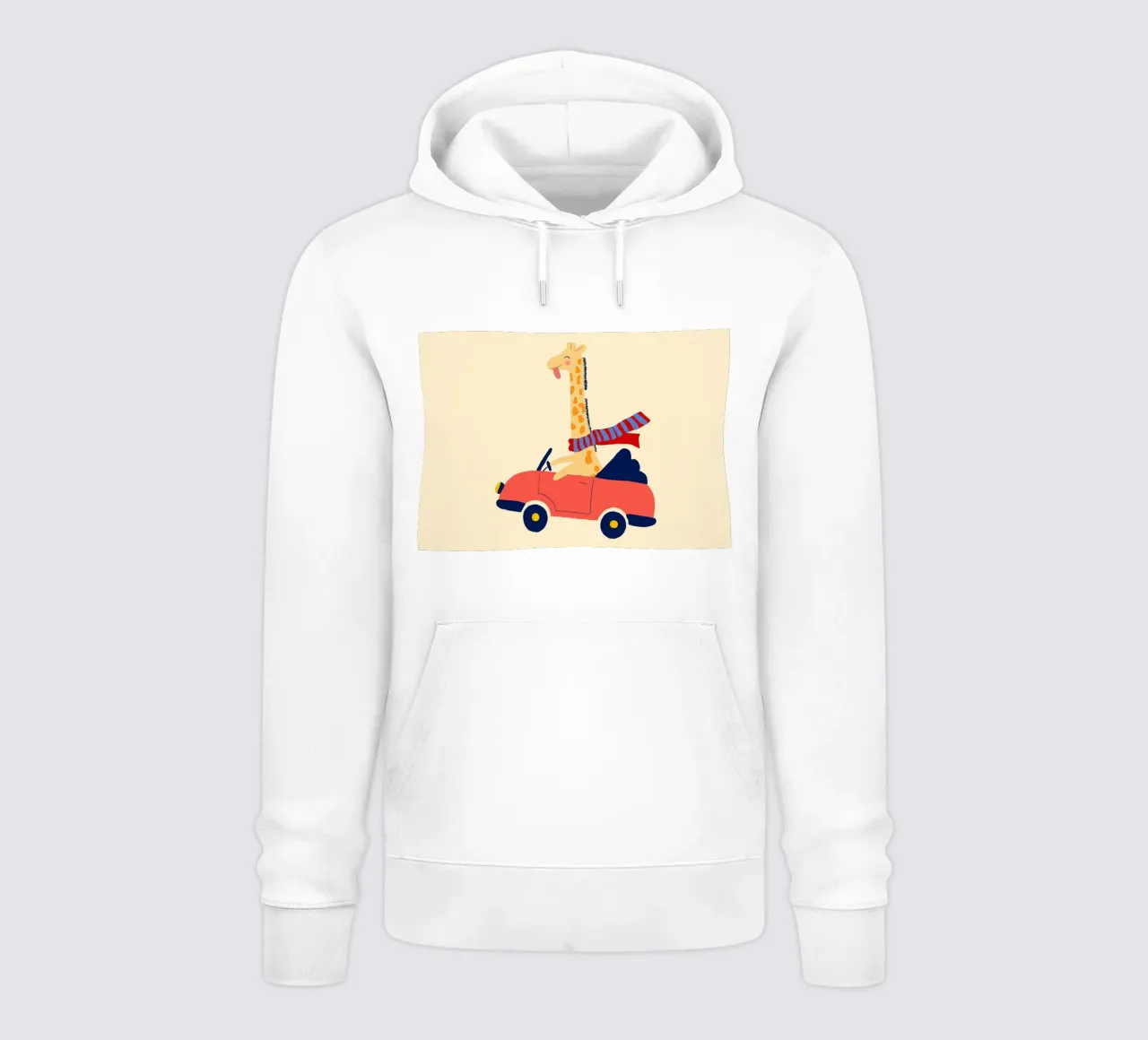 Simpatica giraffa in auto con sciarpa felpa con cappuccio da vintagepod
