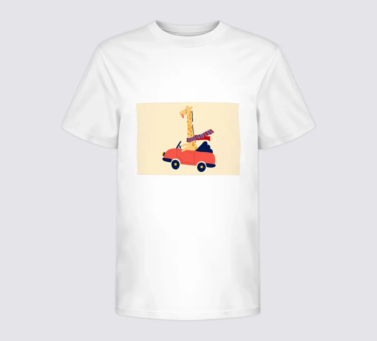 Simpatica giraffa in auto con sciarpa t-shirt bambini da vintagepod