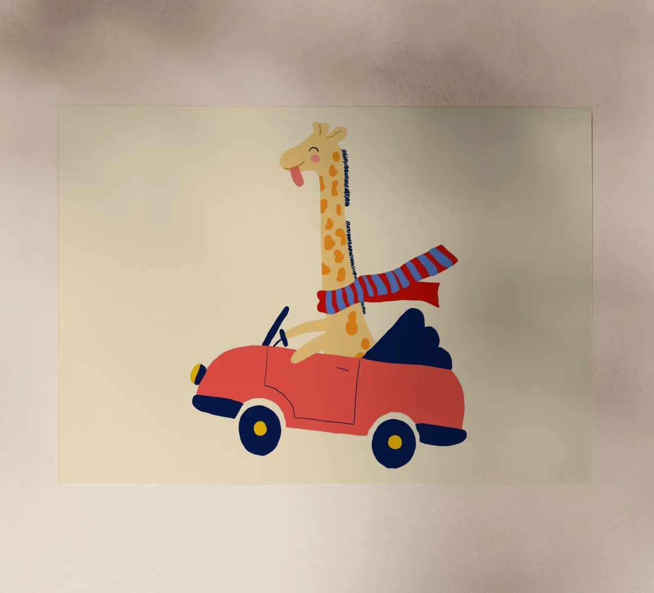 Simpatica giraffa in auto con sciarpa pellicola backlit da vintagepod