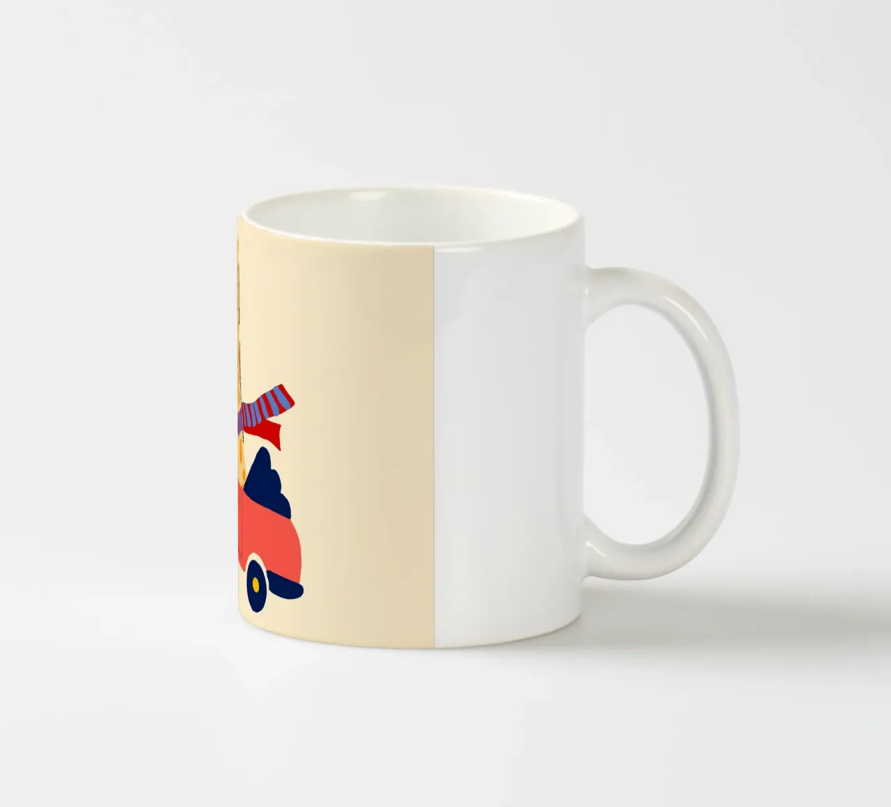 Simpatica giraffa in auto con sciarpa tazza in ceramica da vintagepod