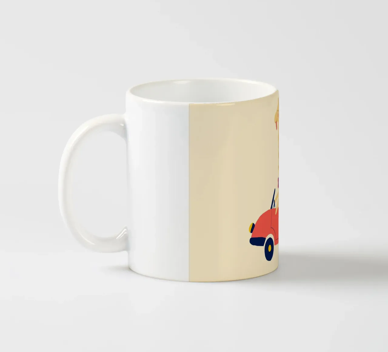 Simpatica giraffa in auto con sciarpa tazza in ceramica da vintagepod