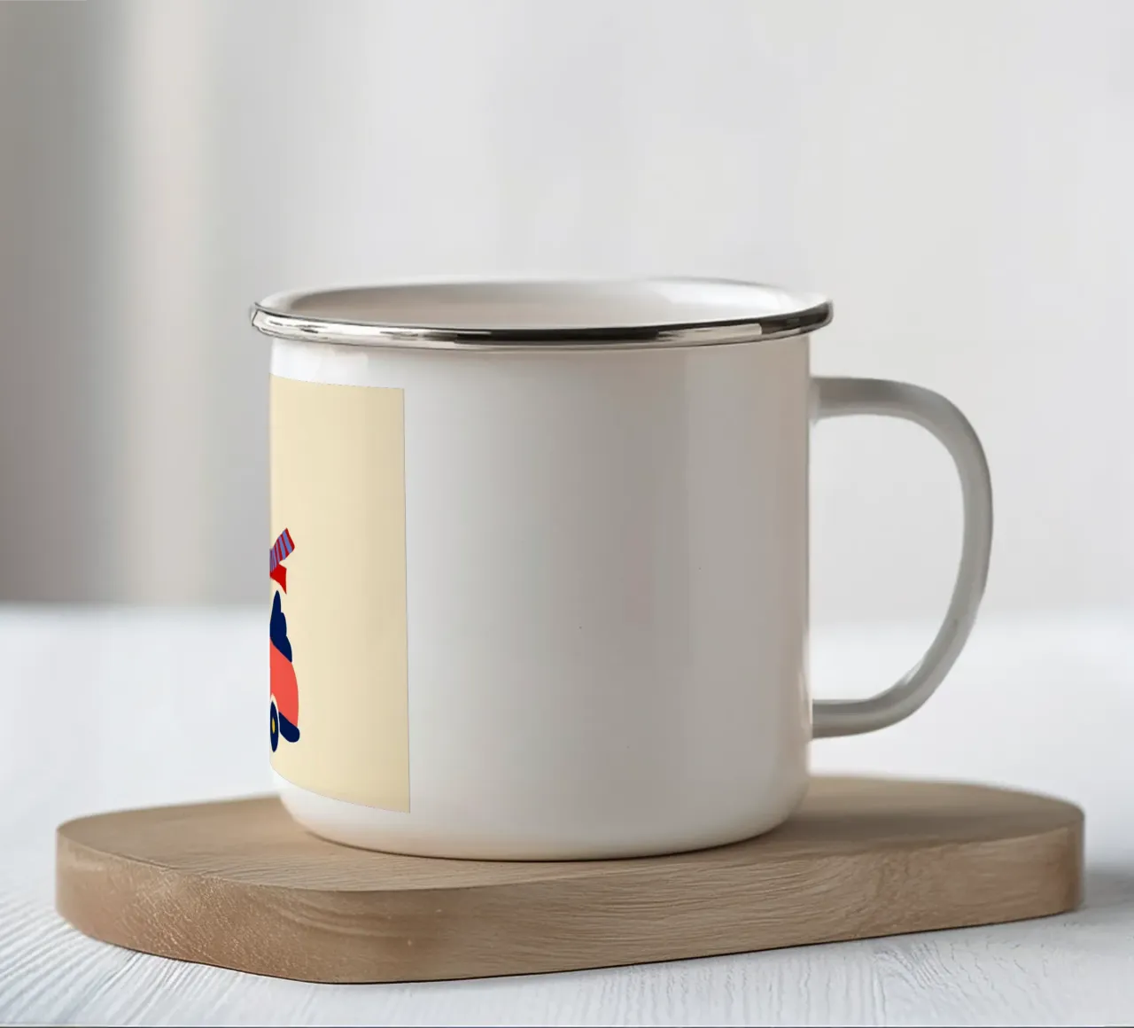 Simpatica giraffa in auto con sciarpa tazza in smalto da vintagepod