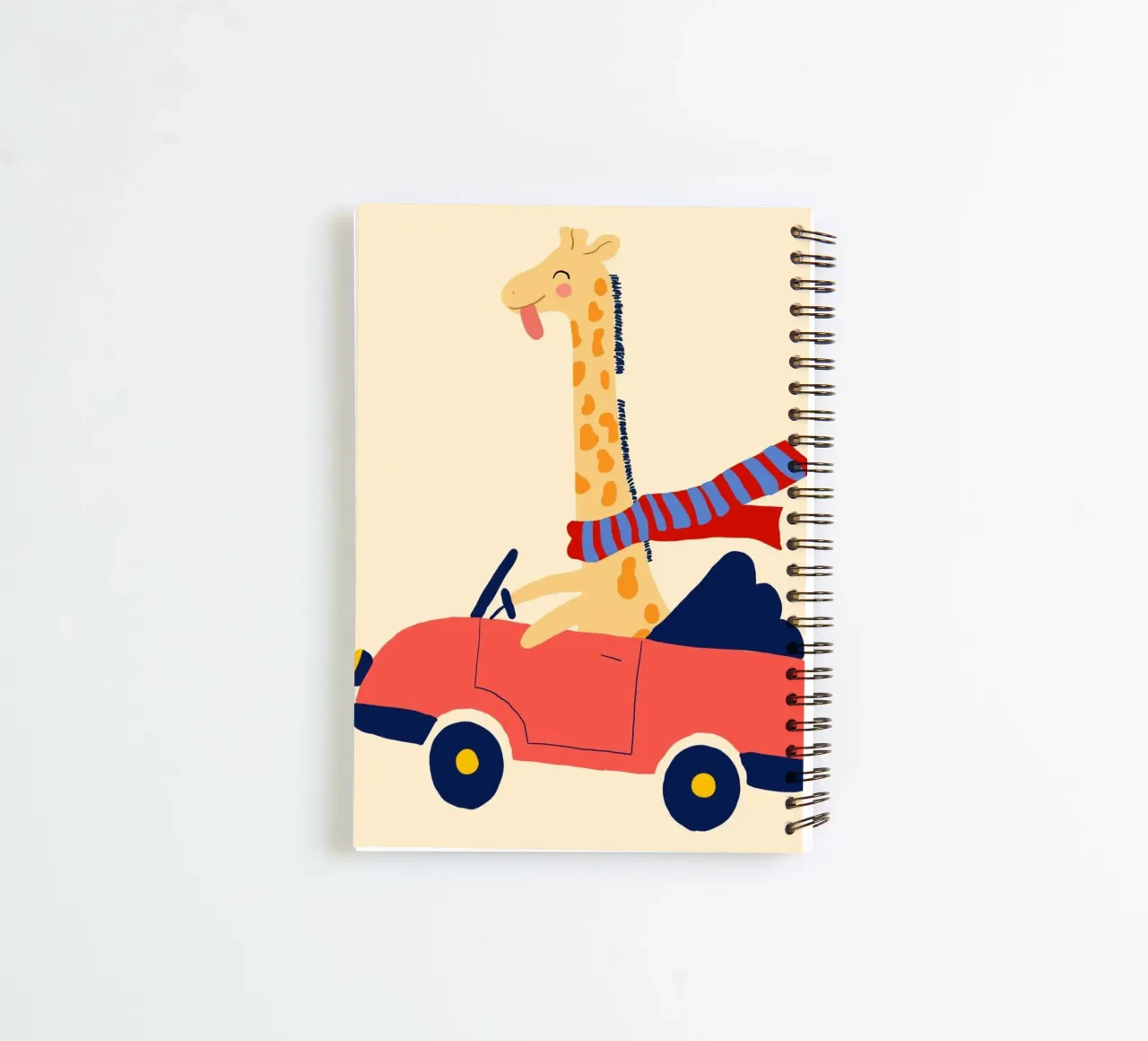 Simpatica giraffa in auto con sciarpa diario ad anelli da vintagepod