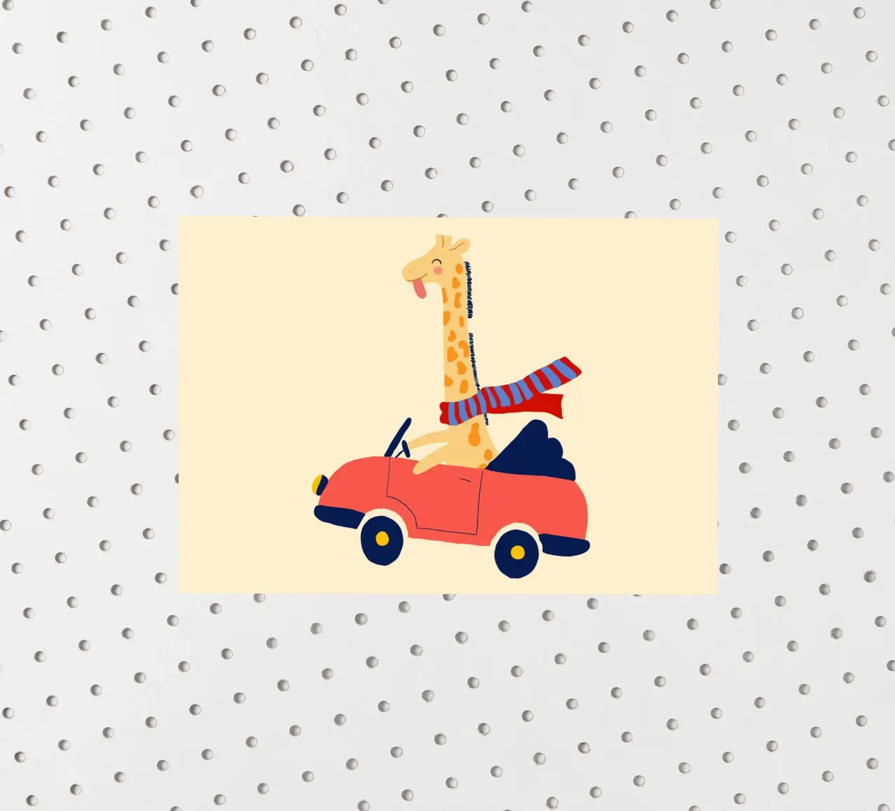 Simpatica giraffa in auto con sciarpa adesivo da vintagepod