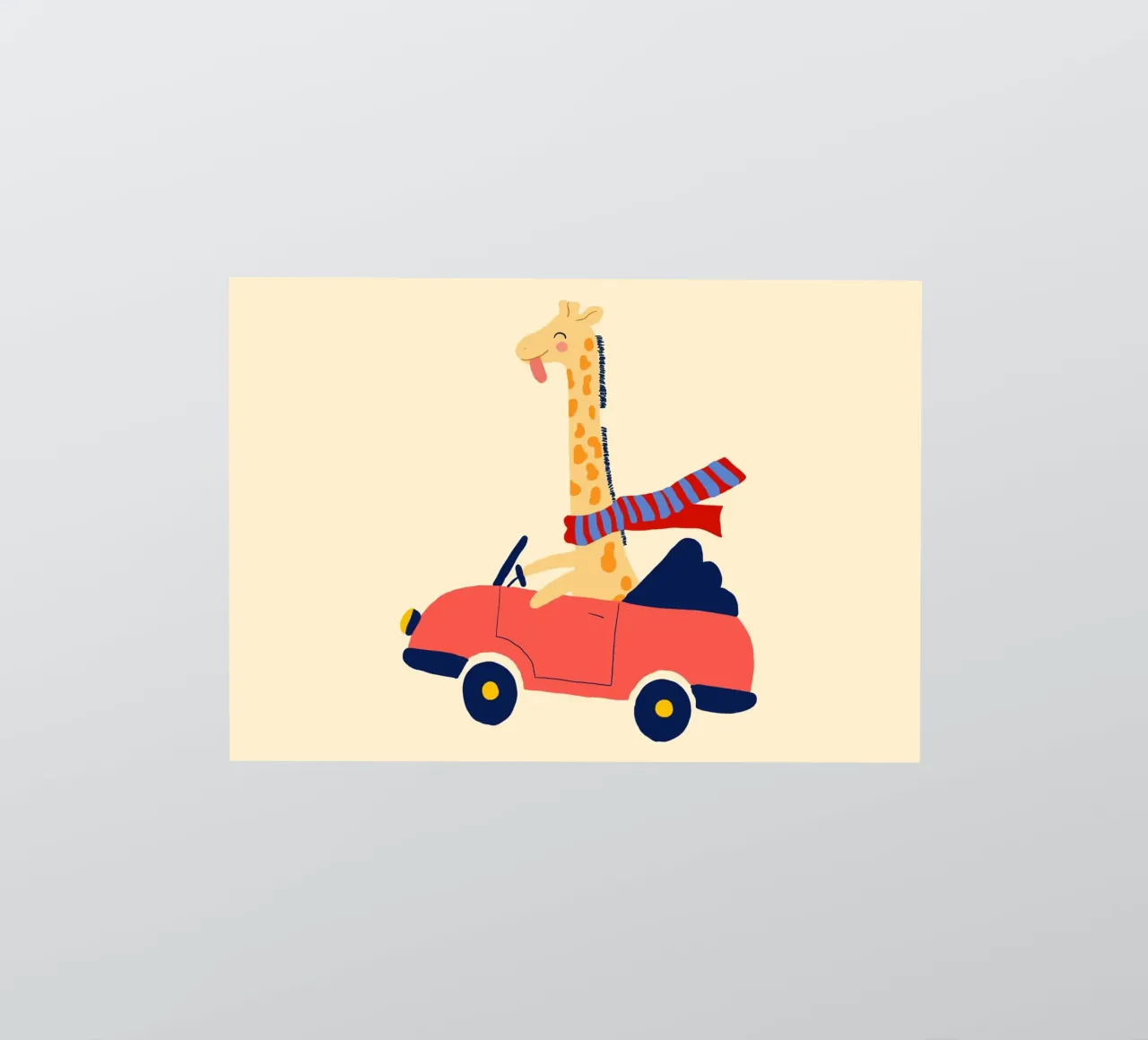 Simpatica giraffa in auto con sciarpa adesivo da vintagepod