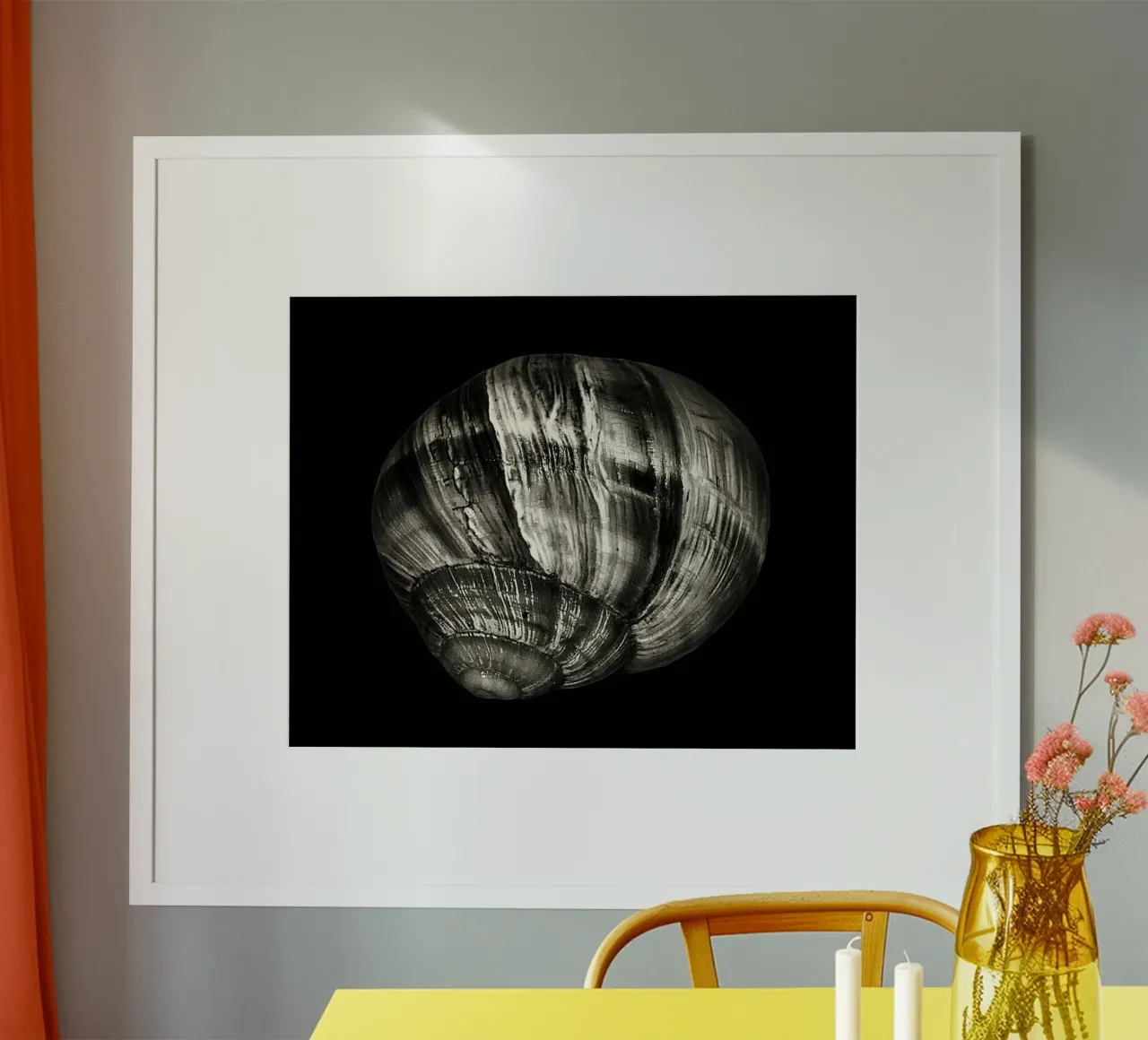 Black & White Close-Up – Spiral Seashell Nature Photo Print poster by jay