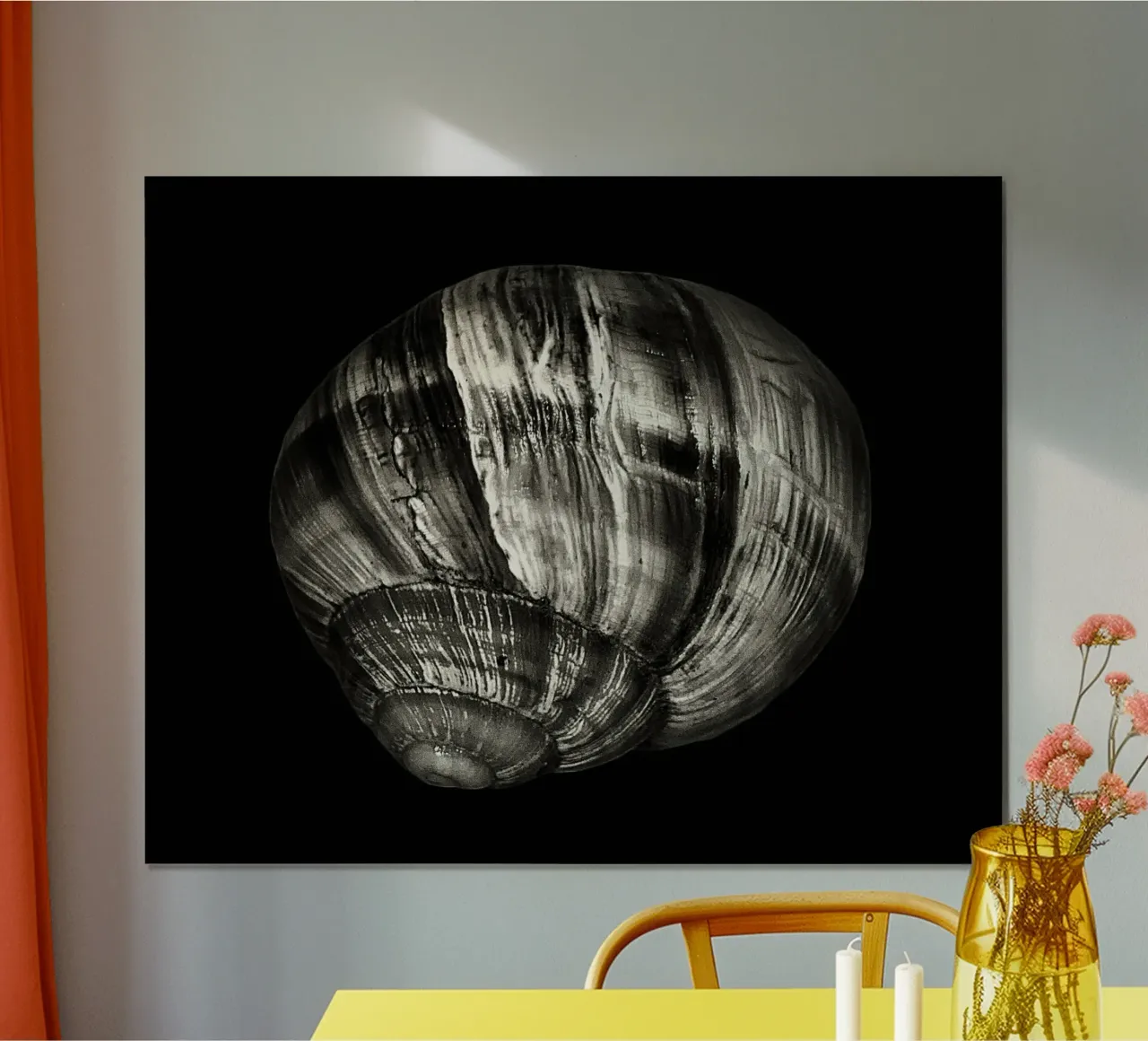 Black & White Close-Up – Spiral Seashell Nature Photo Print poster by jay