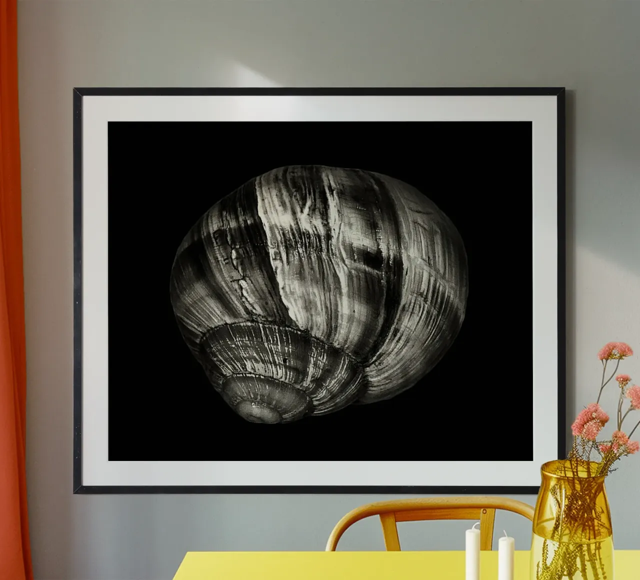 Black & White Close-Up – Spiral Seashell Nature Photo Print poster by jay