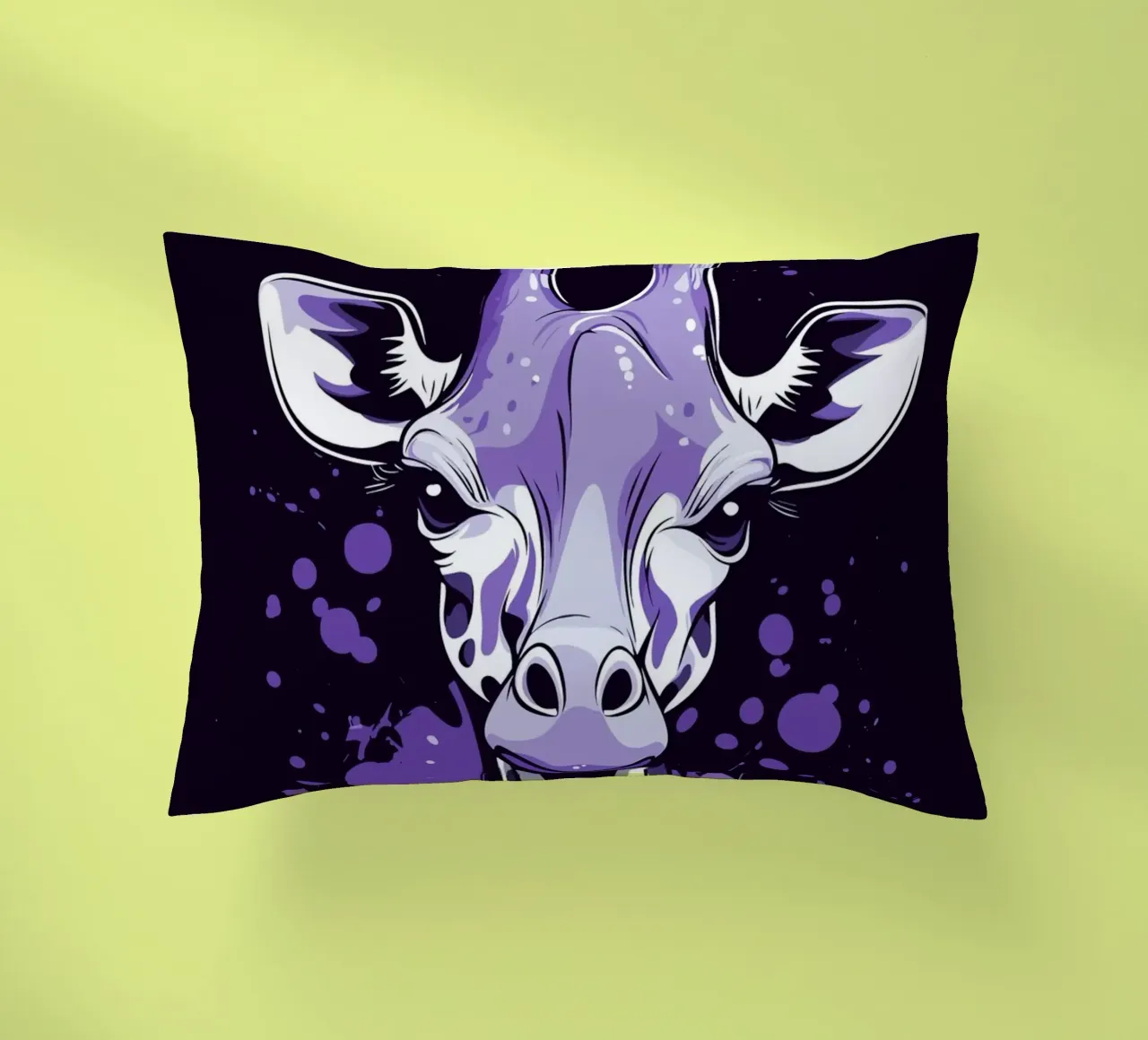 Giraffa viola in stile pop art splatter cuscino da pixelbull - medieval art and more