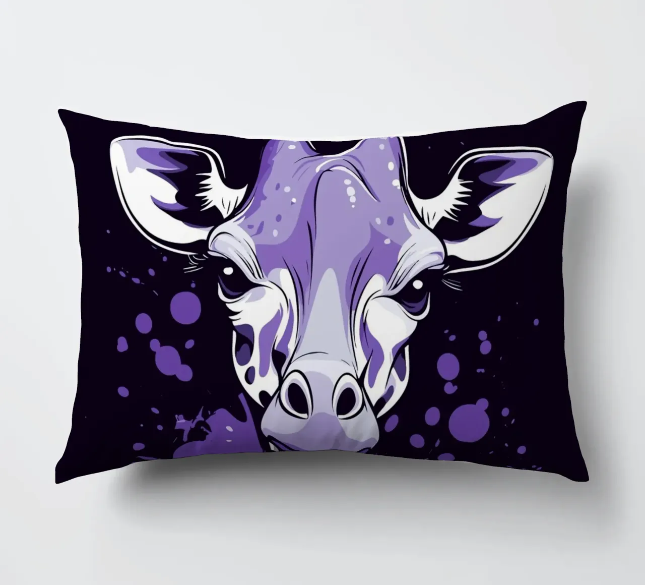 Giraffa viola in stile pop art splatter cuscino da pixelbull - medieval art and more