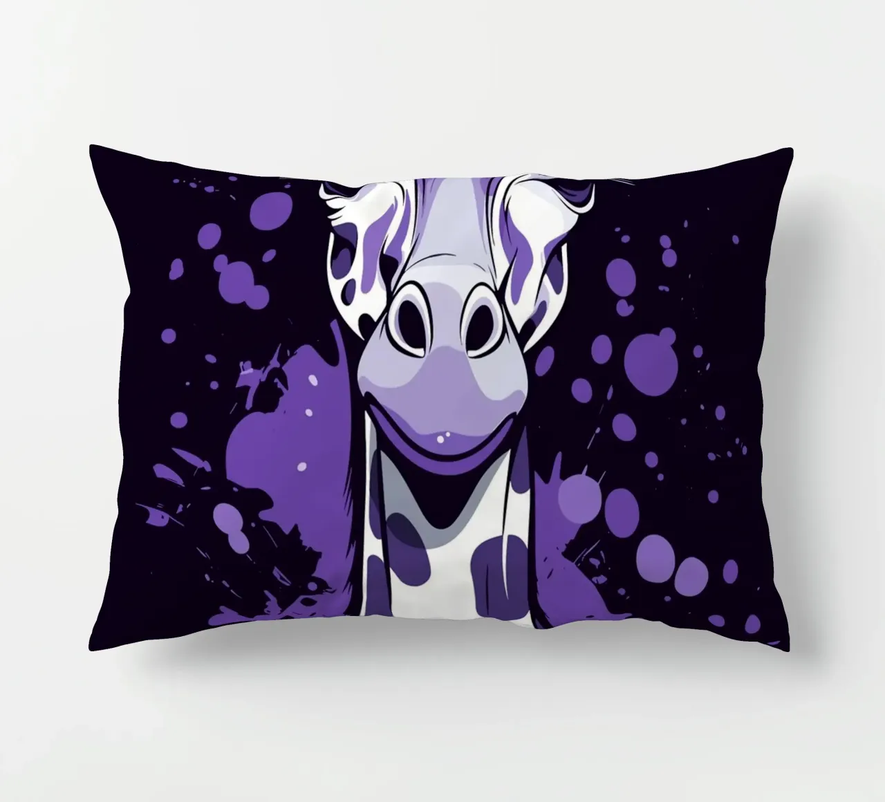 Giraffa viola in stile pop art splatter cuscino da pixelbull - medieval art and more