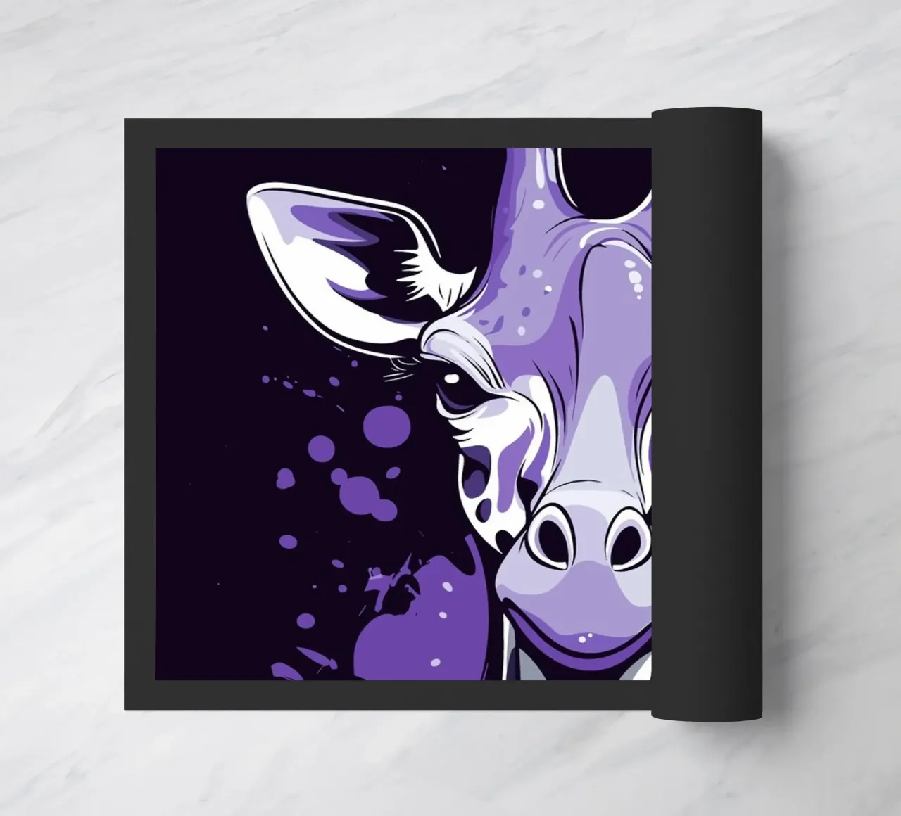 Giraffa viola in stile pop art splatter zerbino da pixelbull - medieval art and more