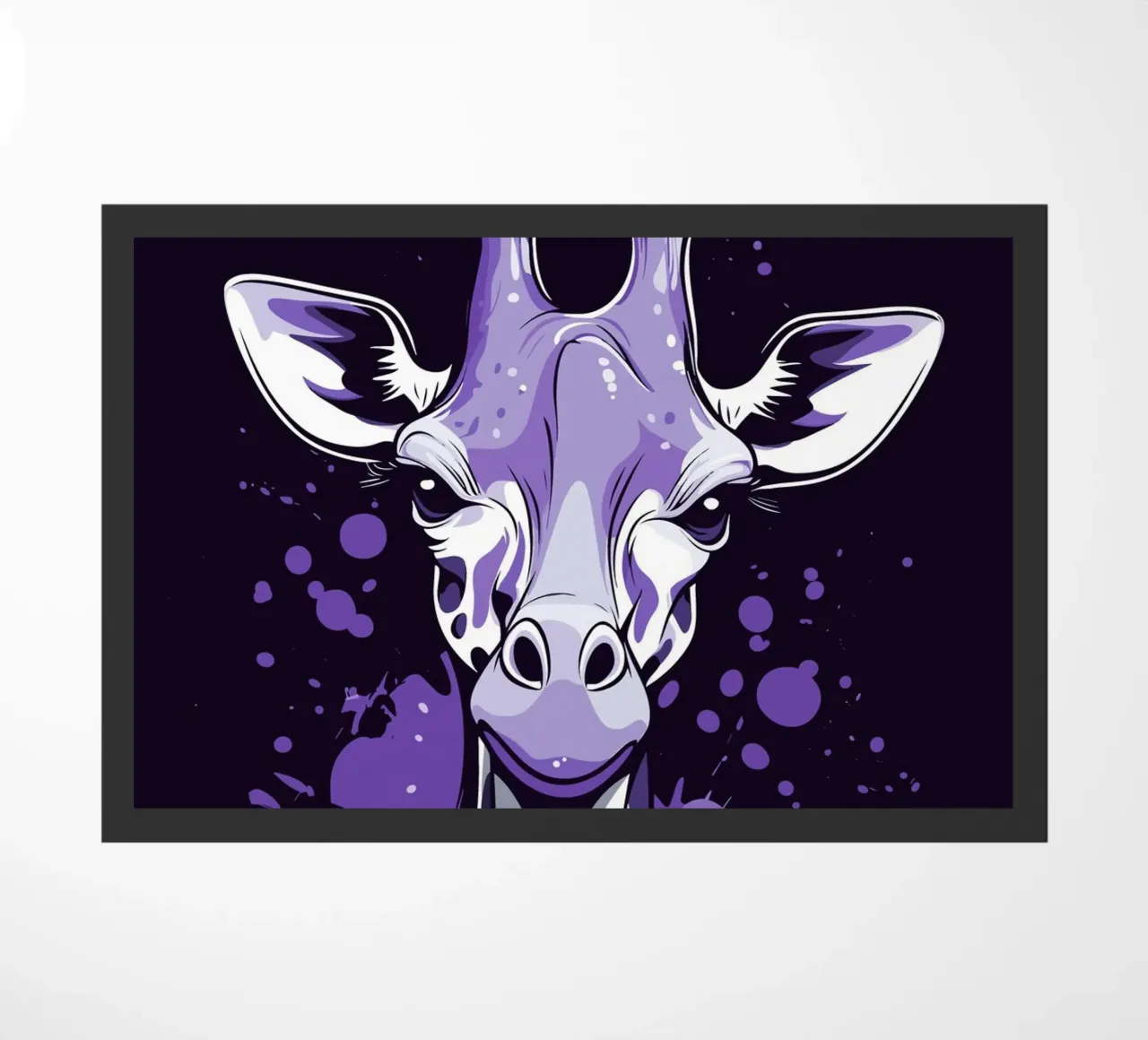 Giraffa viola in stile pop art splatter zerbino da pixelbull - medieval art and more