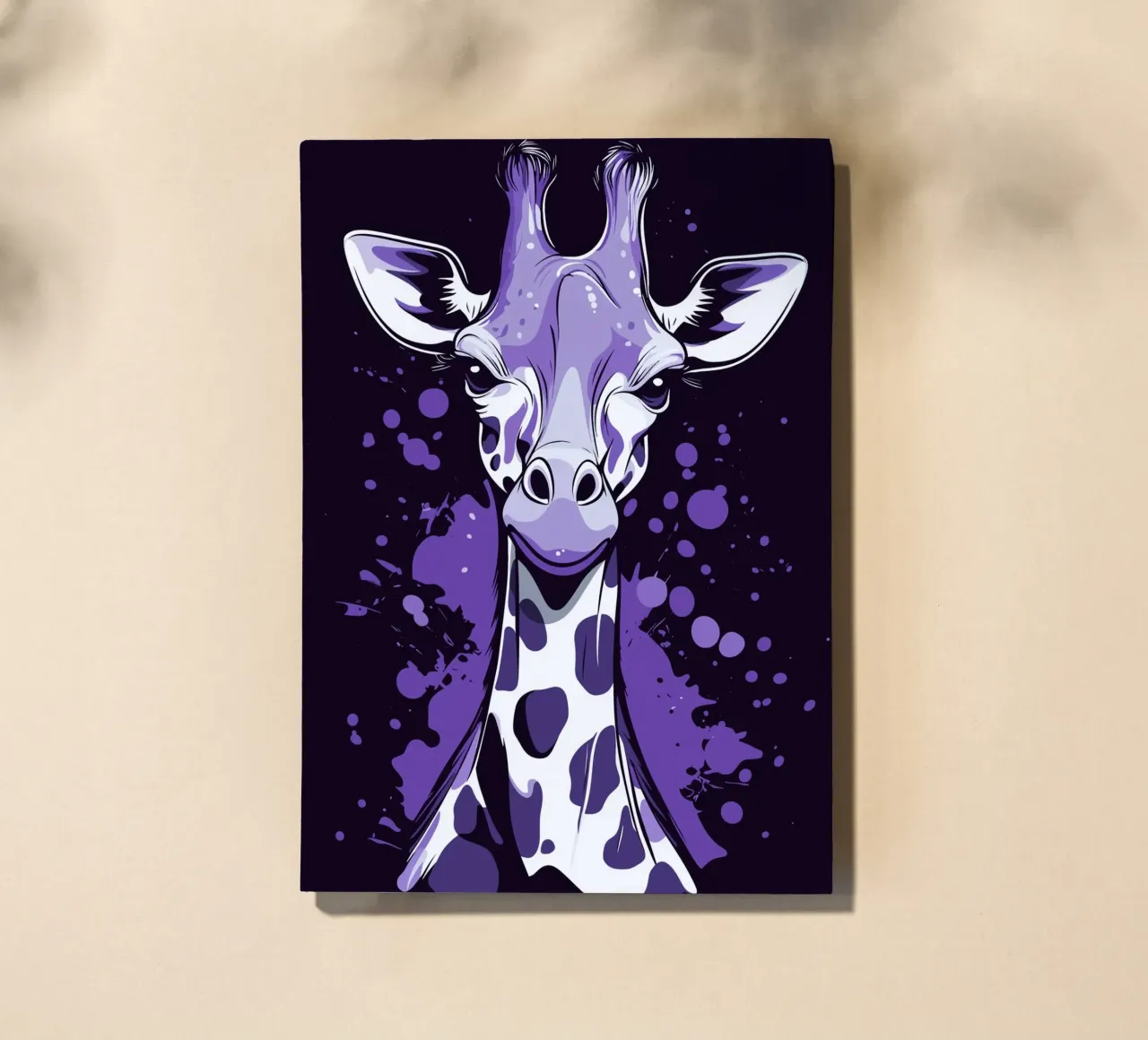 Purple giraffe in pop art splatter style notebook by pixelbull - medieval art and more