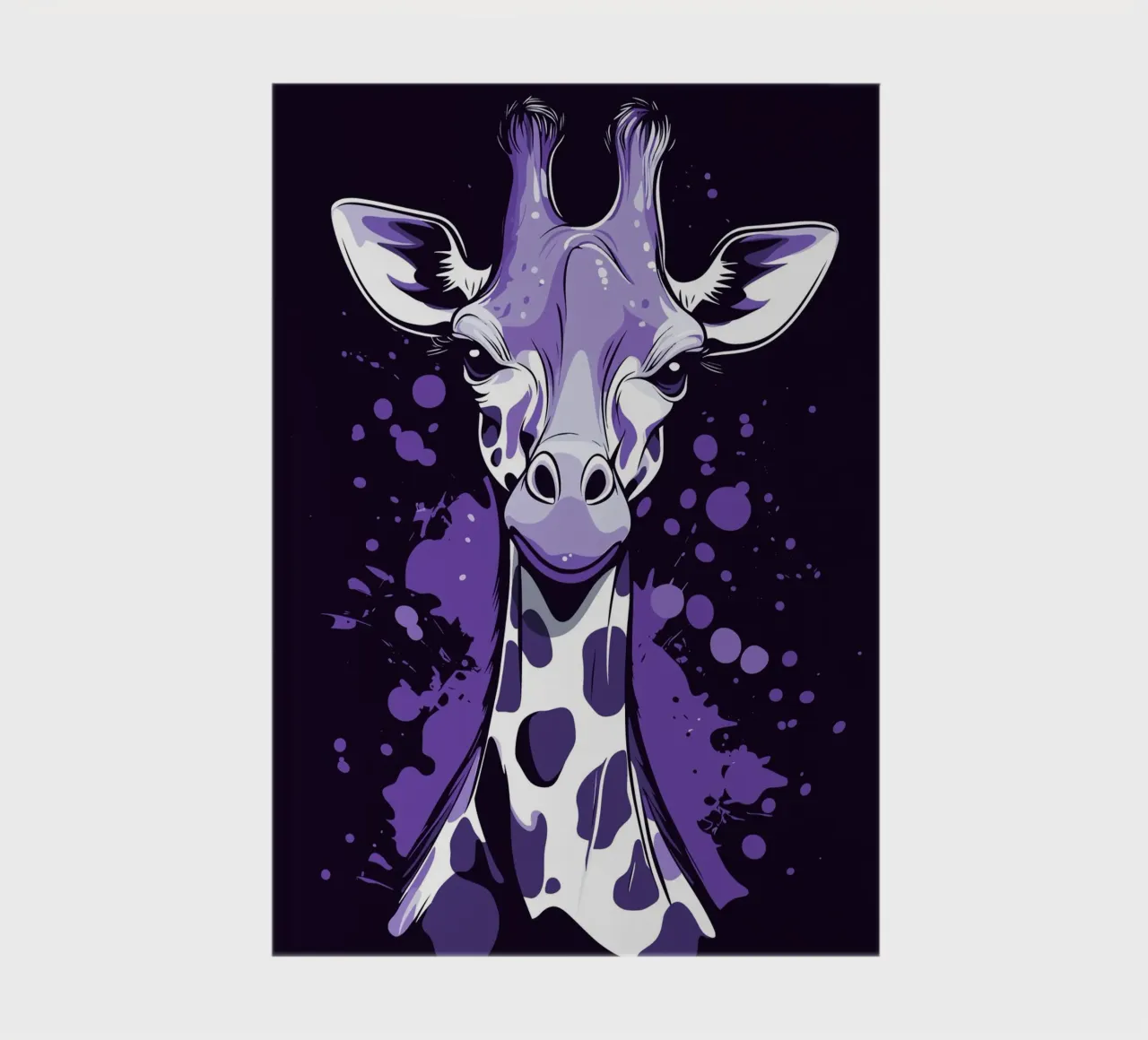 Purple giraffe in pop art splatter style notebook by pixelbull - medieval art and more