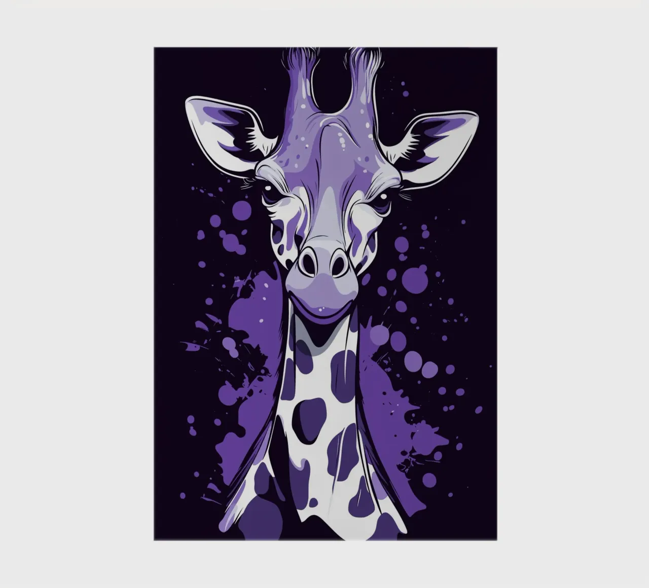 Purple giraffe in pop art splatter style notebook by pixelbull - medieval art and more