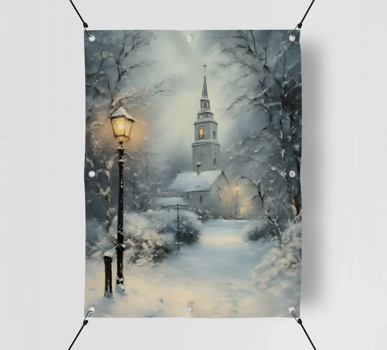 Chiesa invernale nella neve telo in pvc da Studio Vibe