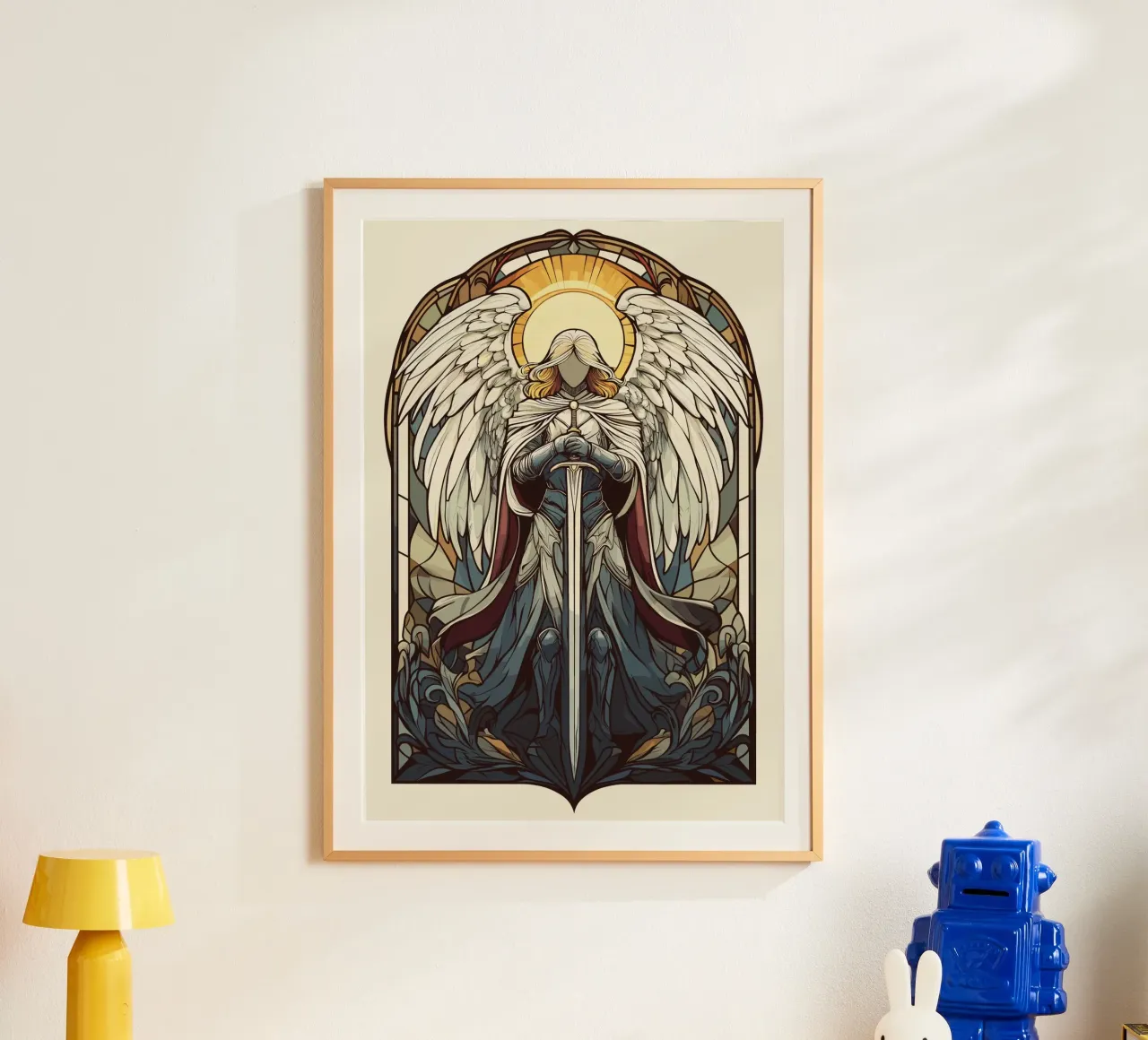 Exalted angel with sword in an arc poster by pixelbull - medieval art and more