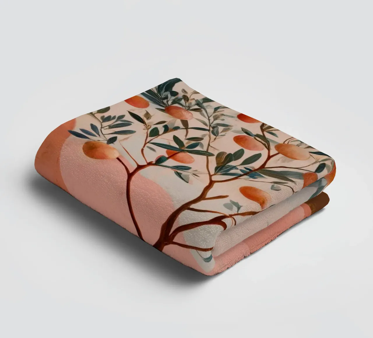 Orange Tree and Golden Moon Boho Botanical Art Print towel by Gentle Echoes Art