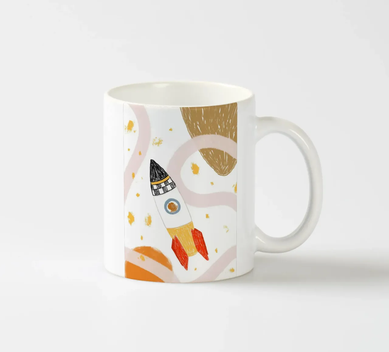 Poster spaziale con un simpatico leone in una nave razzo tazza in ceramica da vintagepod