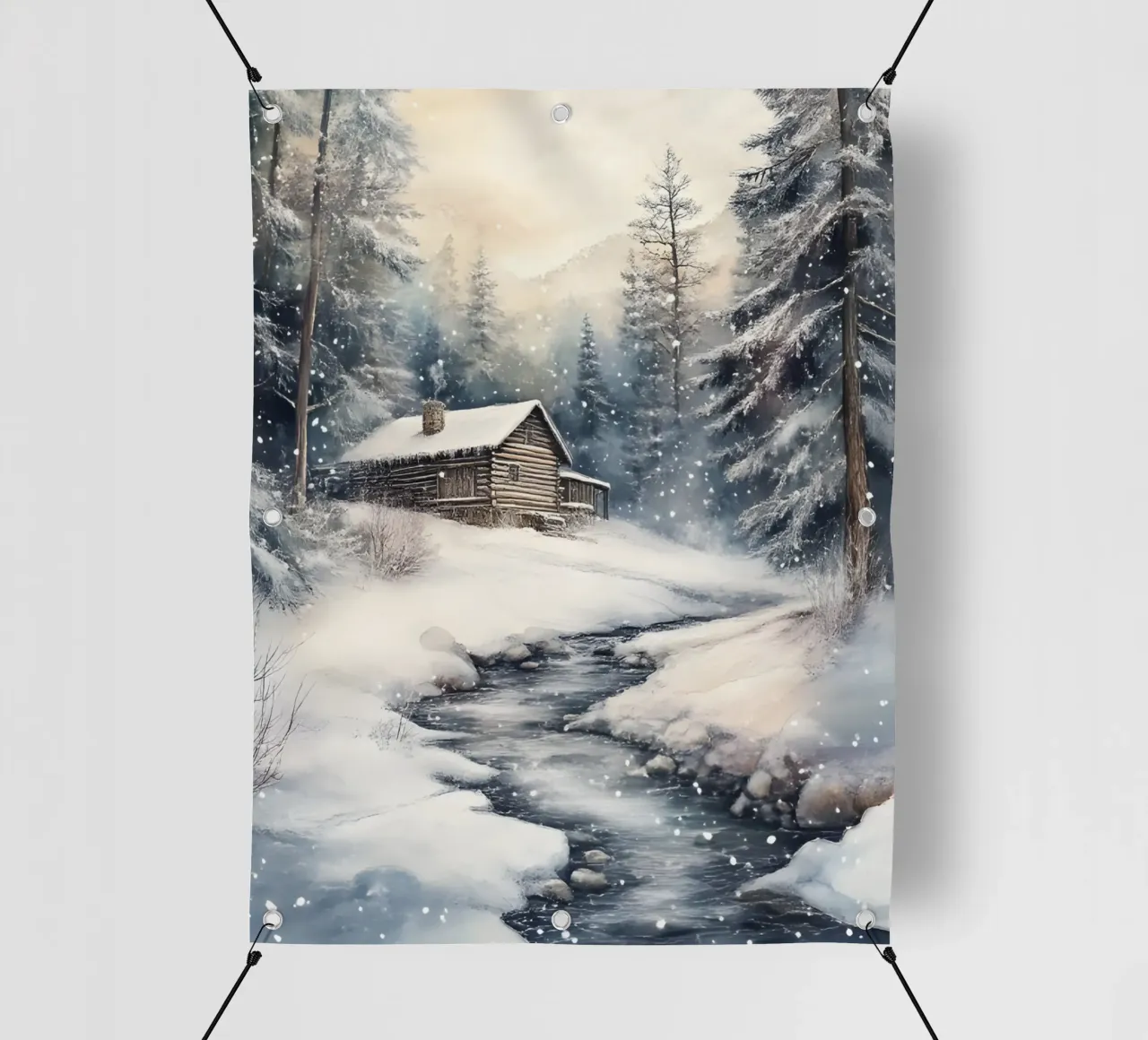 Rifugio invernale nella foresta innevata telo in pvc da Studio Vibe
