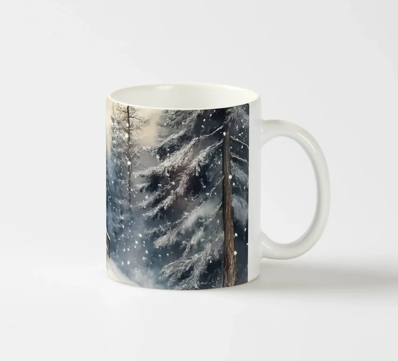 Rifugio invernale nella foresta innevata tazza in ceramica da Studio Vibe
