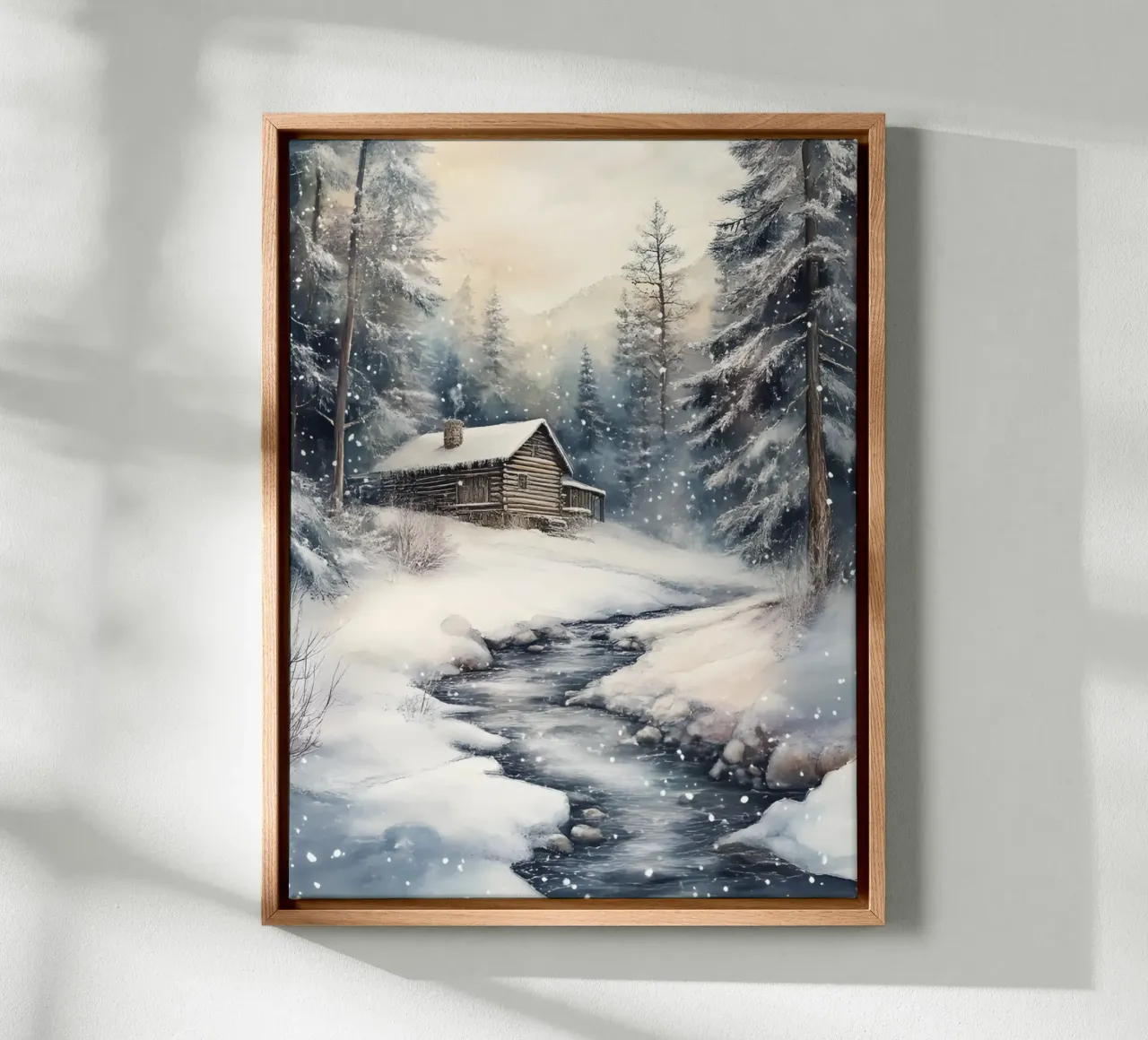 Rifugio invernale nella foresta innevata tela con Cornice a cassetta da Studio Vibe