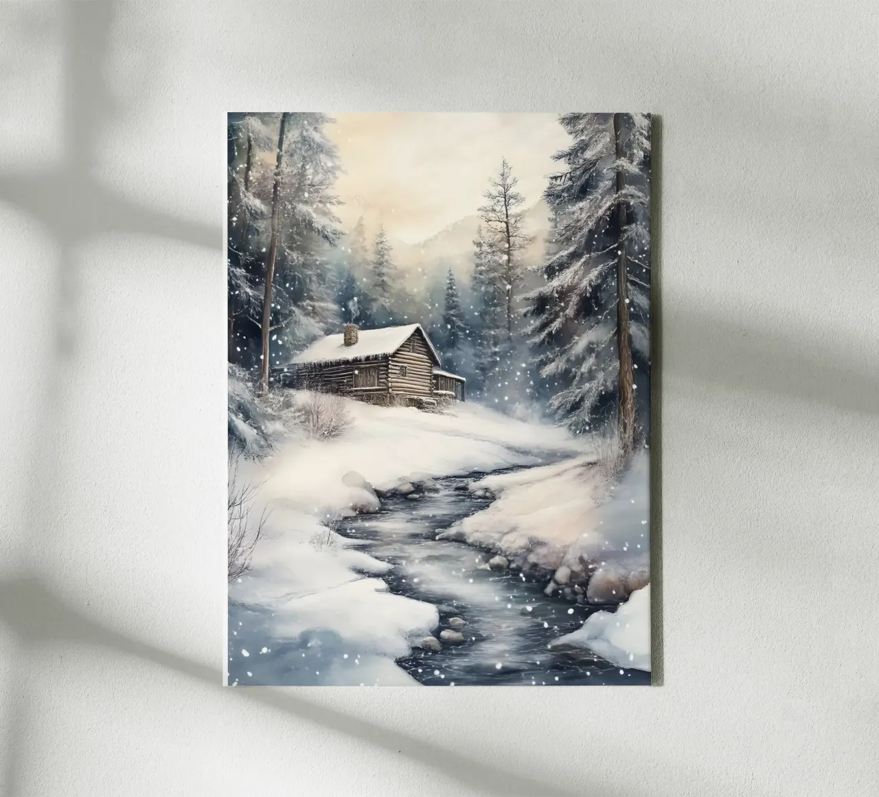 Rifugio invernale nella foresta innevata tela con Cornice a cassetta da Studio Vibe